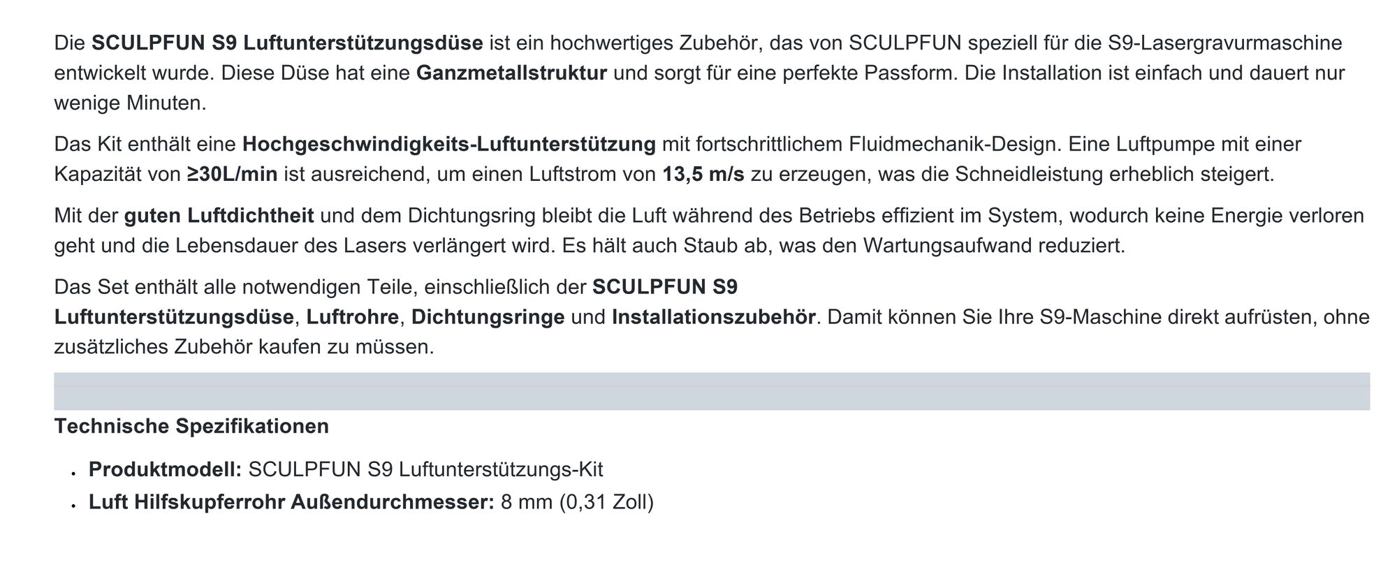SCULP FUN- Air Assist Nozzle Kit (ohne Luftpumpe) für S9 90W - S9 Air Ass