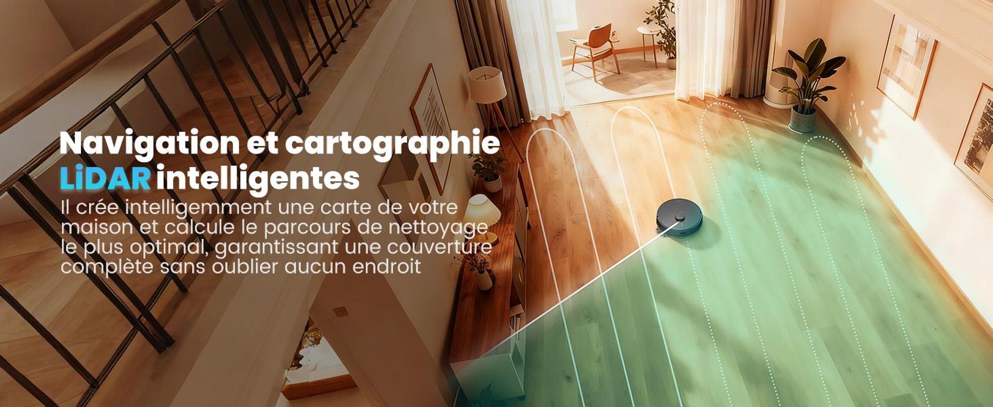 Robot aspirateur AIRROBO Q20 Plus avec station d'aspiration 3,5 L, robot aspirateur 8000 Pa avec fonction de nettoyage, navigation laser, cartographie de plusieurs étages