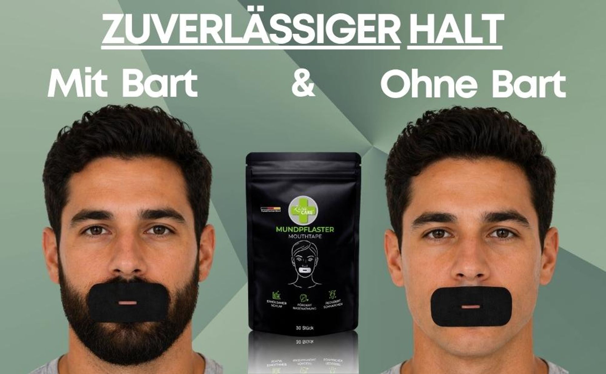 LisaCare Pflaster - Mouth Tape - Mundaufkleber für Nasenatmung - Schwarz - 30 Stück - Schlaf Tape - Schlafpflaster - Mund-Pflaster