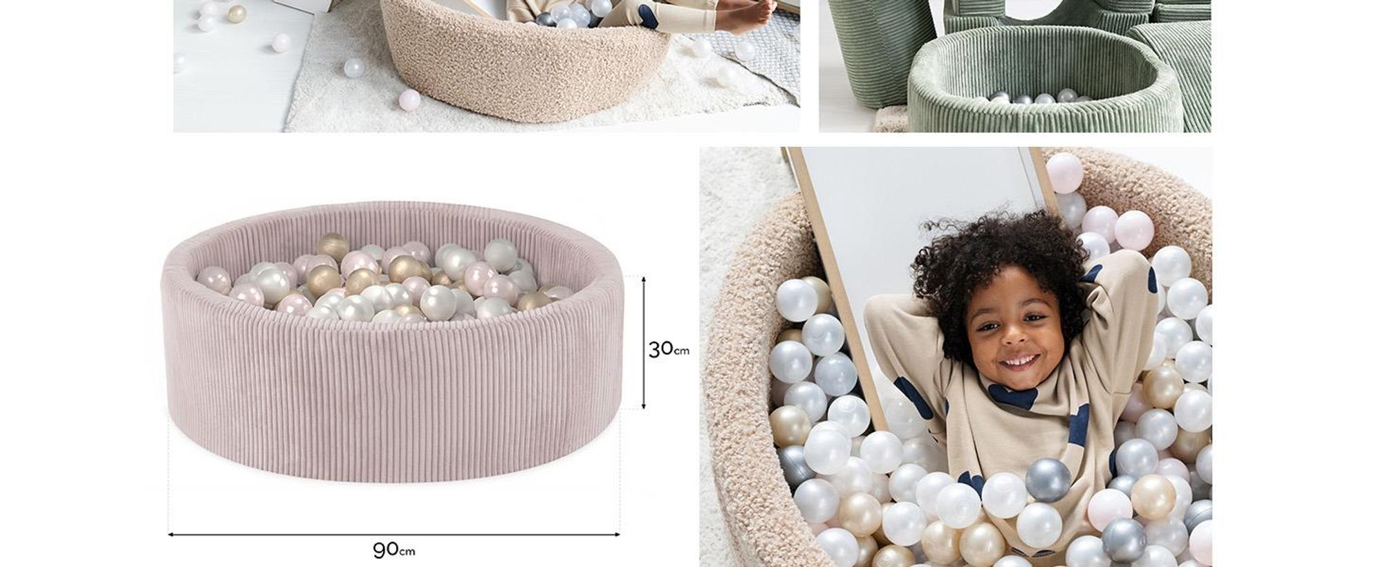 MISIOO Bällebad mit Schaumstoff-Füllung - 90x30cm - 200 Bälle für Bällebad - Hochwertige Bällebad Bälle für Kinder - Weiches und Sicheres Spielzeug