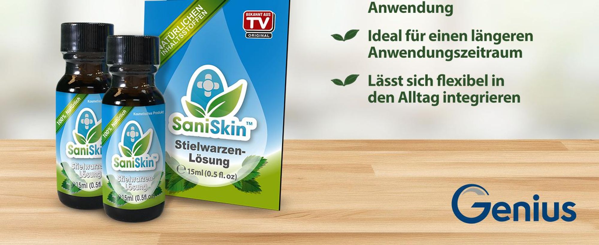 SaniSkin Stielwarzen-Lösung Set 2-tlg. Stielwarzenentferner mit Salicylsäure, Einfach & schmerzfrei Stielwarzen selbst entfernen, Für alle Hauttypen