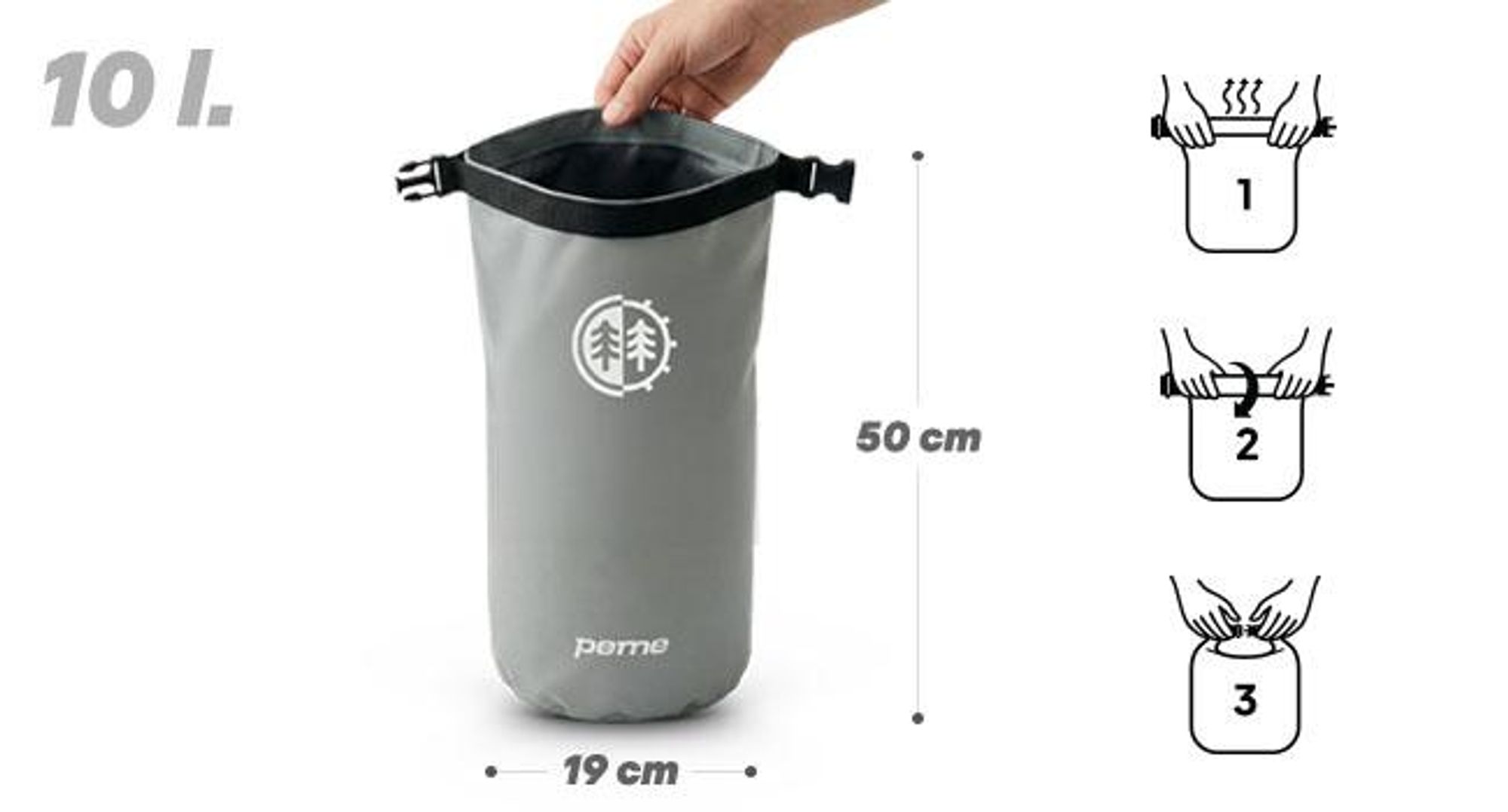 PEME Hydro Dry Bag 10 L Wasserdichter Packsack Klein Wasserdichte Tasche Wasser Rucksack für SUP Kajak Kanu Water Proof Bag Nassbeutel Schwimmbeutel