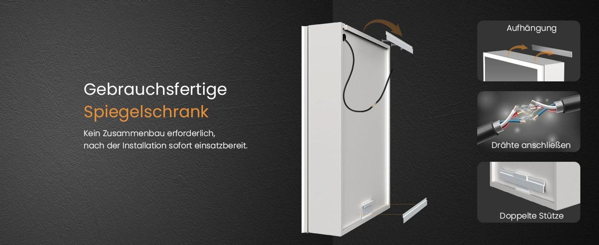 EMKE Spiegelschrank mit Beleuchtung 145 x 500 x 700 mm LED Spiegelschrank mit beschlagfrei und Steckdose, 3-Farbiger dimmbarer - 1 Tür Badschrank