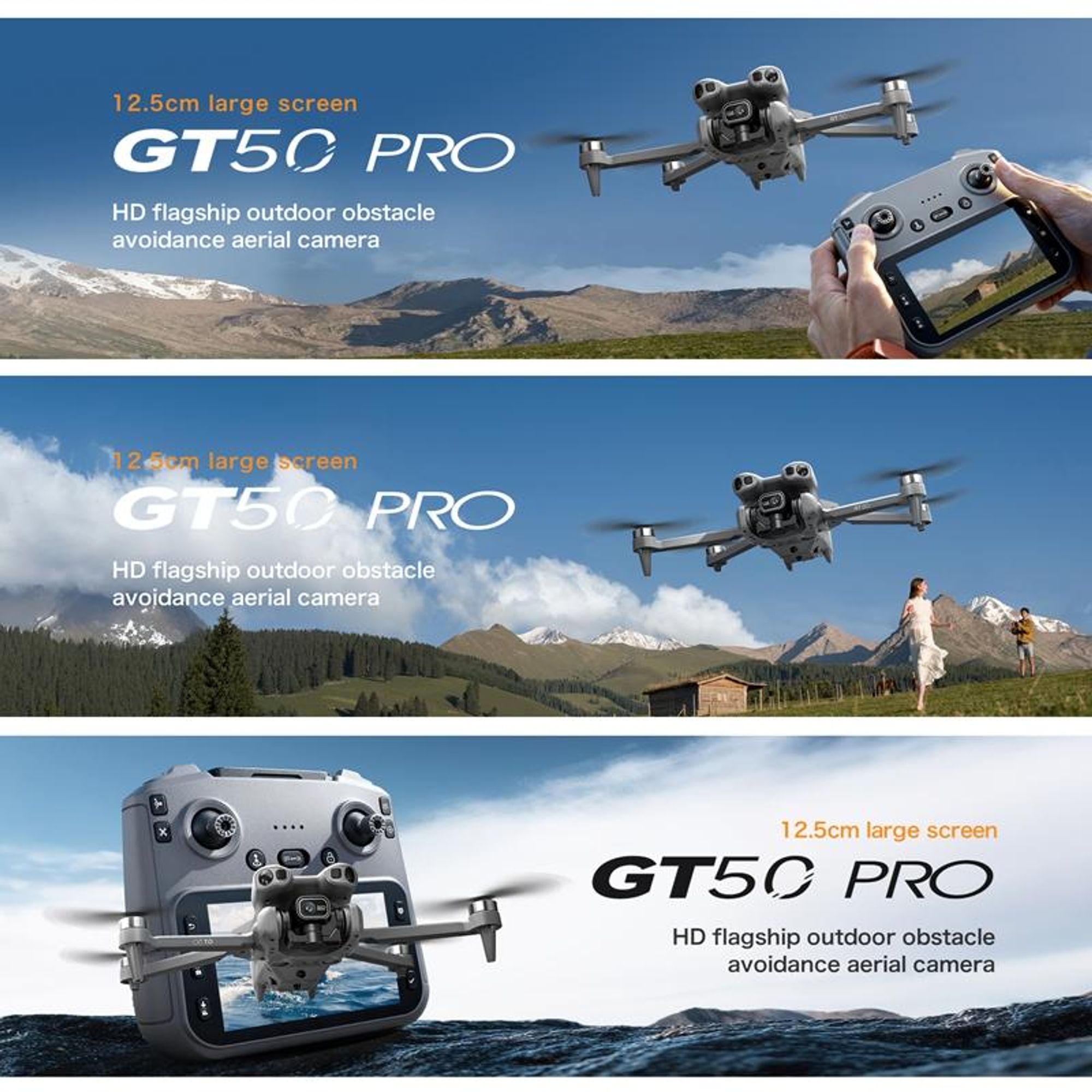 GT50 RC-Drohne 8K HD-Luftbildfotografie Ferngesteuertes Flugzeug Dual-Kamera WIFI GPS Dreiseitige Hindernisvermeidung Quadcopter