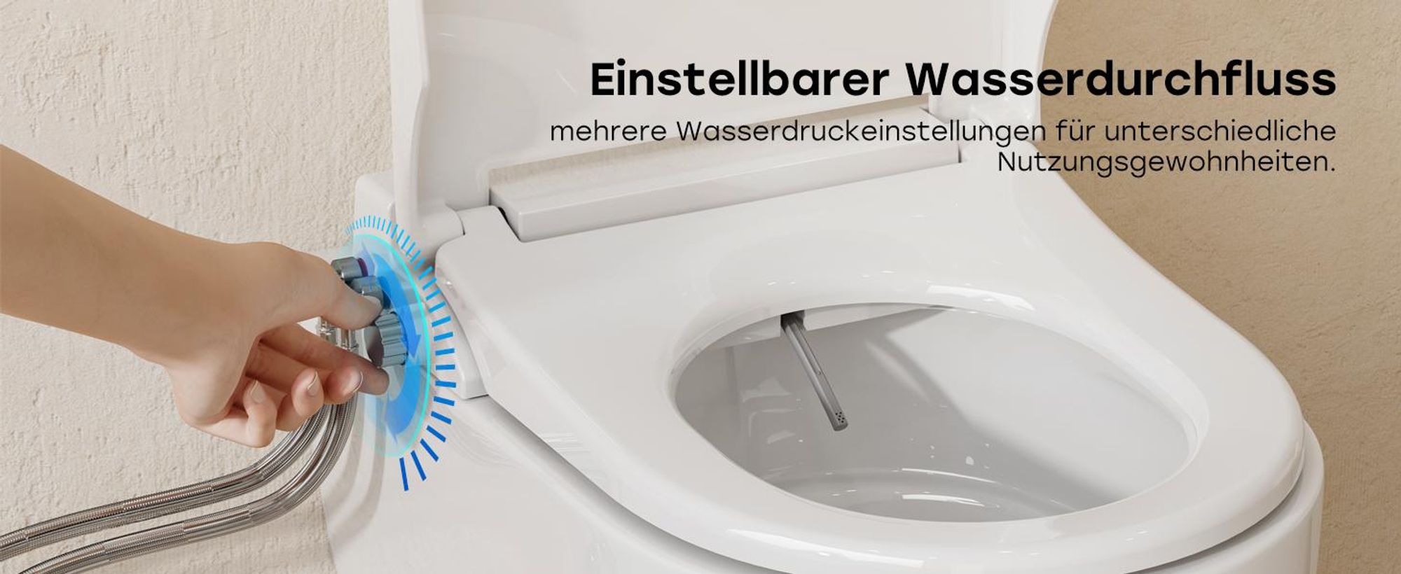 HOROW Dusch WC Aufsatz Sitz ohne Elektrische, Japanische Toilettensitz, Einstellbare Warm/Kaltwasser und Wasserdruck, Verstellbare und Abnehmbare Düse