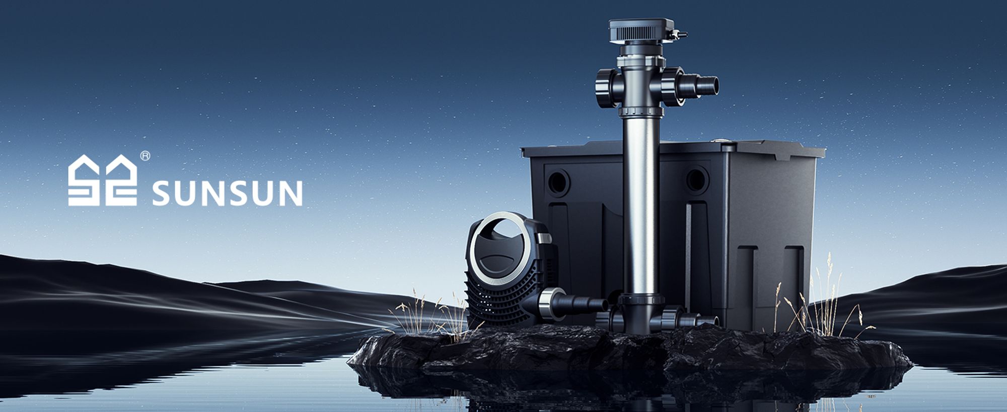 SunSun CUV-755 Teichklärer 8000 l/h / 55 W UVC, Vorklärgerät für Teichfilter & Teichpumpe, Wasserklärer mit UV-Lampe, Lichtfilter zur Algenbekämpfung