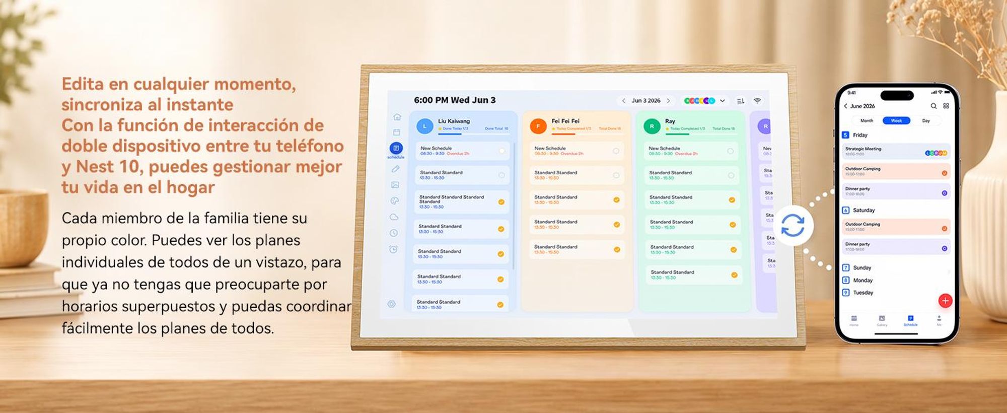 Blackview NEST 10, calendario digital y marco de fotos de 10,1 pulgadas con pantalla táctil, conexión WIFI, resolución de 1280x800, formato 16:10, función de compartir fotos, control parental y diseño de madera