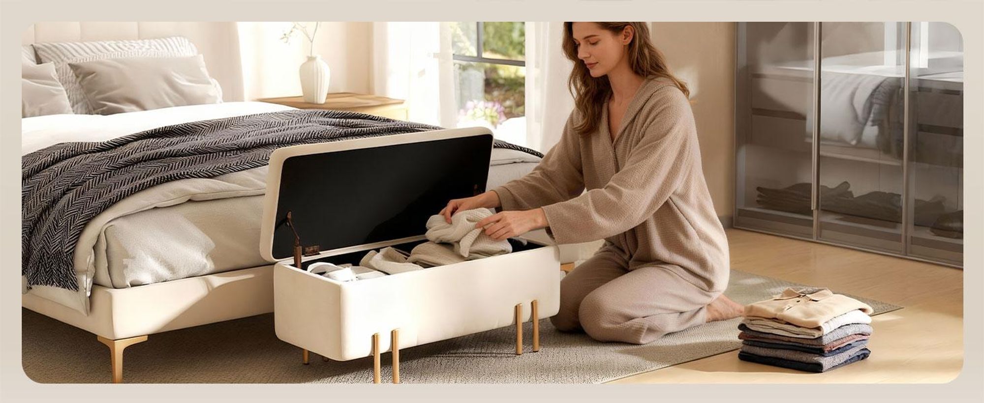 HOMCOM Sitzbank mit Stauraum Polsterbank mit Samtoptik, Metallbeine 100x40x42 cm