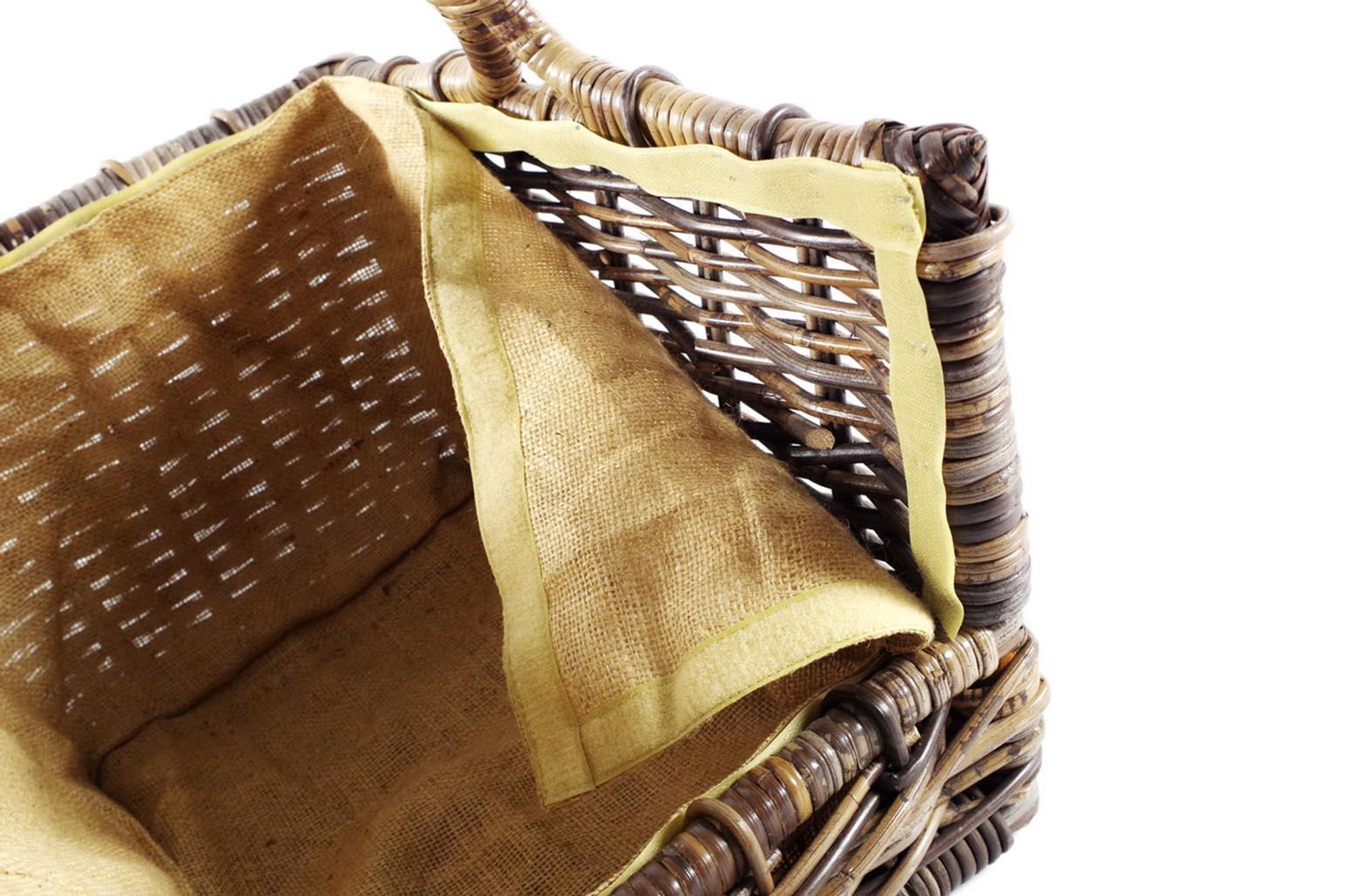 Kobolo Holztrage Holzkorb für Kaminholz aus Rattan mit abnehmbaren Leinenstoff Einsatz Kaminholzkorb Feuerkorb Brennholzkorb Feuerkorb geflochten Deko