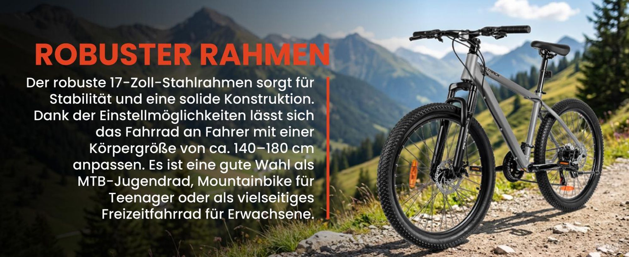 Mountainbike 26 Zoll MTB Fahrrad Shimano 21 Gang Scheibenbremsen Federgabel Grau