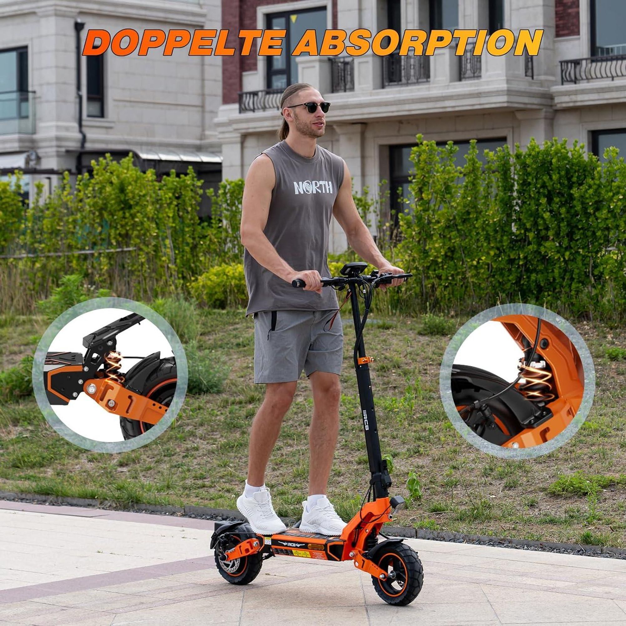 RCB D7 Ultra E-Scooter mit Straßenzulassung bis 1600W 20,8 Ah NFC Blinker App bis 100 km Reichweite App