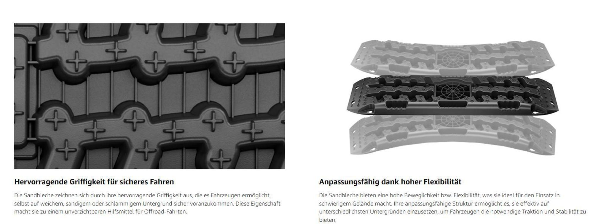 Wiltec Sandbleche Paar 1063 x 298 x 66 mm Sandboards bis 10 t, 2er Set Anfahrhilfe für Wohnmobil, Bergeboards Traktionshilfe für Sand, Schlamm und Schnee
