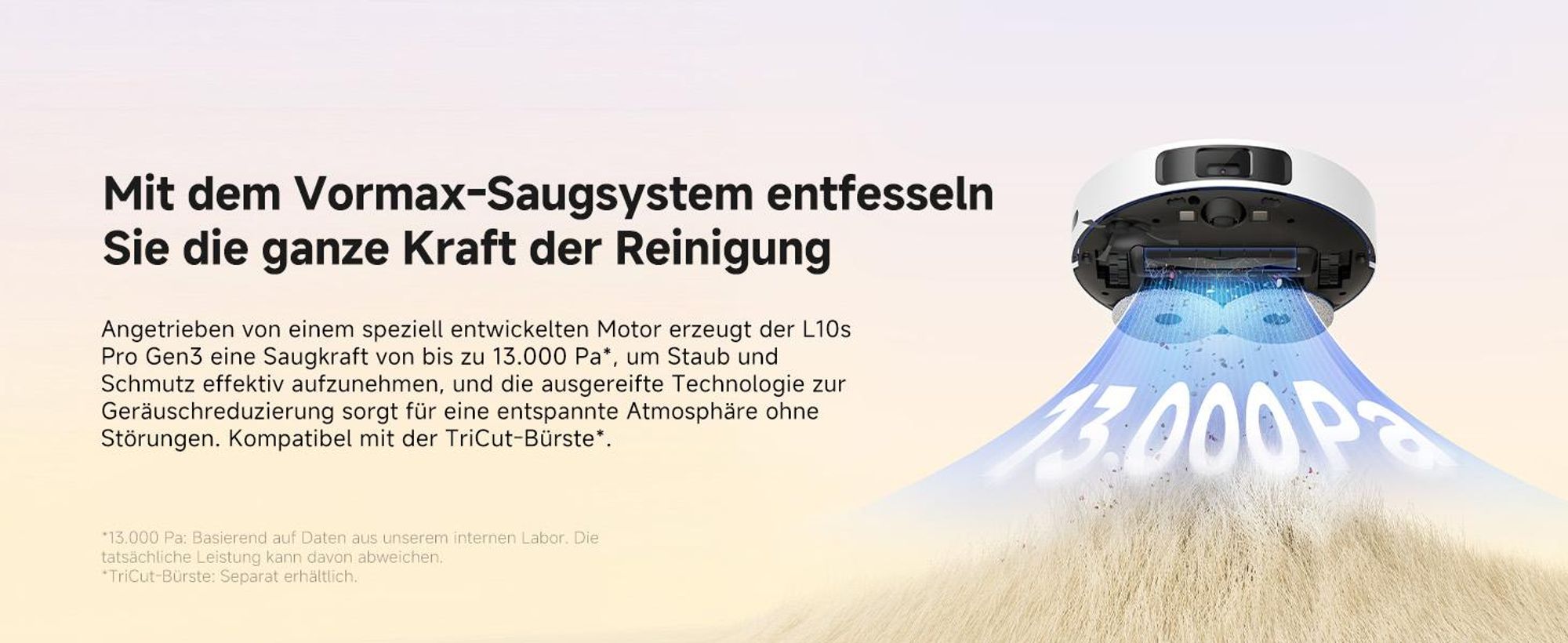 Dreame L10s Pro Gen3 Roboter Saugroboter Mit Wischfunktion,13000Pa Saugleistung,Intelligentes DuoScrub-Mop,7mm Auto-Lift,Teppichreinigung,5200mAh,Weiß