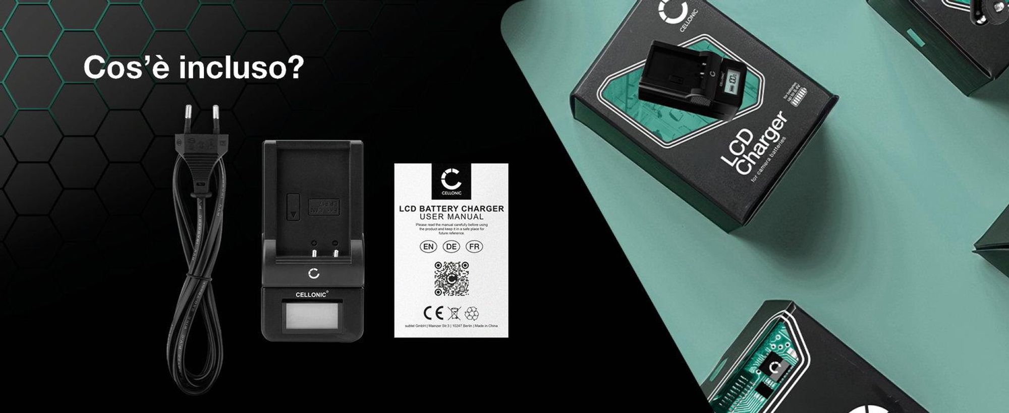 CELLONIC Caricabatteria DE-A66A compatibile con Caricatore DMW-BCG10E con display per fotocamera, camcorder, macchina fotografica