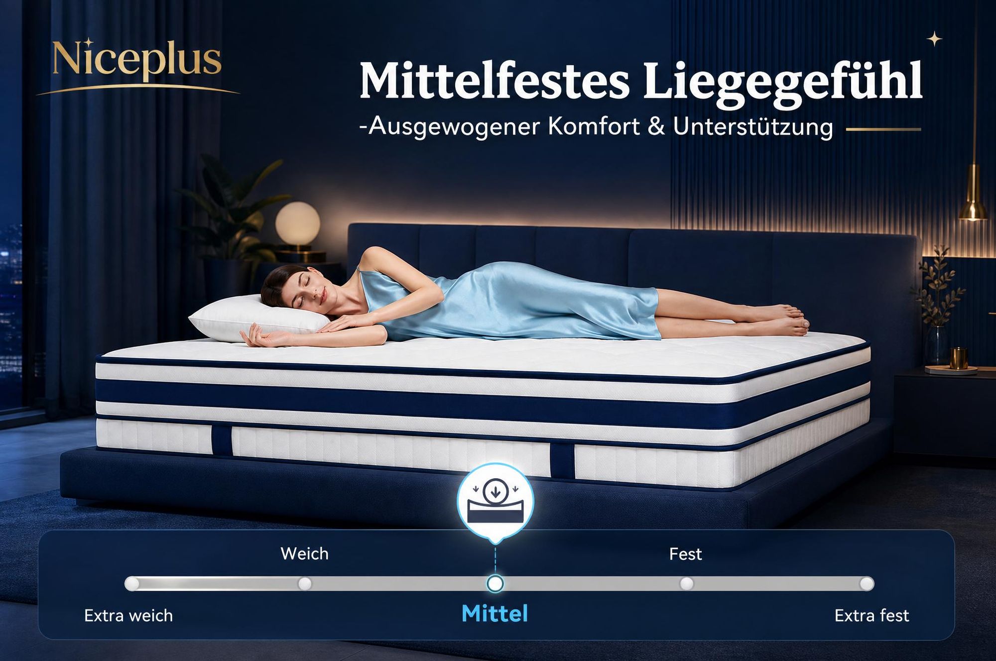 Niceplus Matratze 90x200 30cm Integrierter Topper Matratze 7 zonen Taschenfederkernmatratze H4