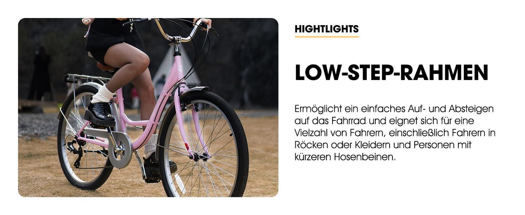 Hiland 26 Zoll Cityräder für Erwachsene, Step-Through Rahmen Damenfahrrad mit Gepäckträger und Korb, Herren und Damen 7 Gang City-Pendlerfahrrad
