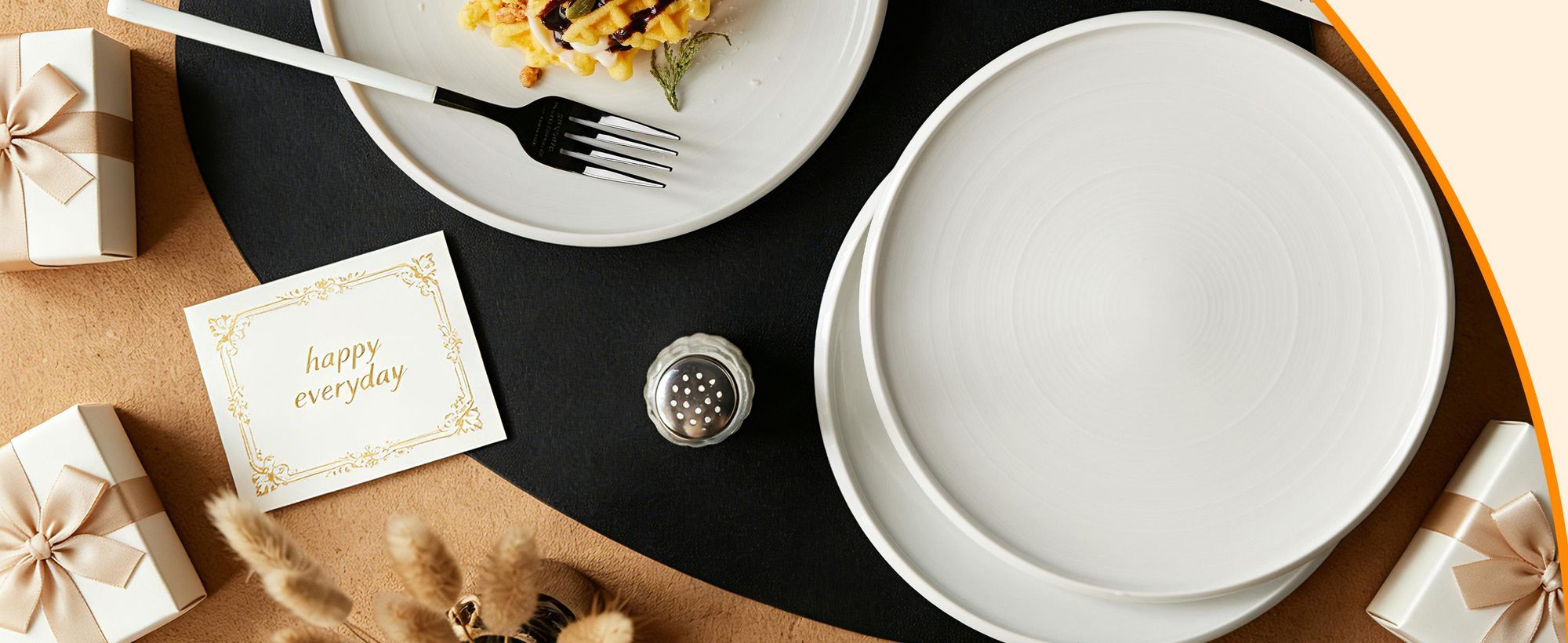 Teller set 4er Ø21,8 cm Kuchenteller Frühstücksteller Essteller Keramik Flachteller set für 4 Personen Plate Mikrowellen- und Spülmaschinenfest