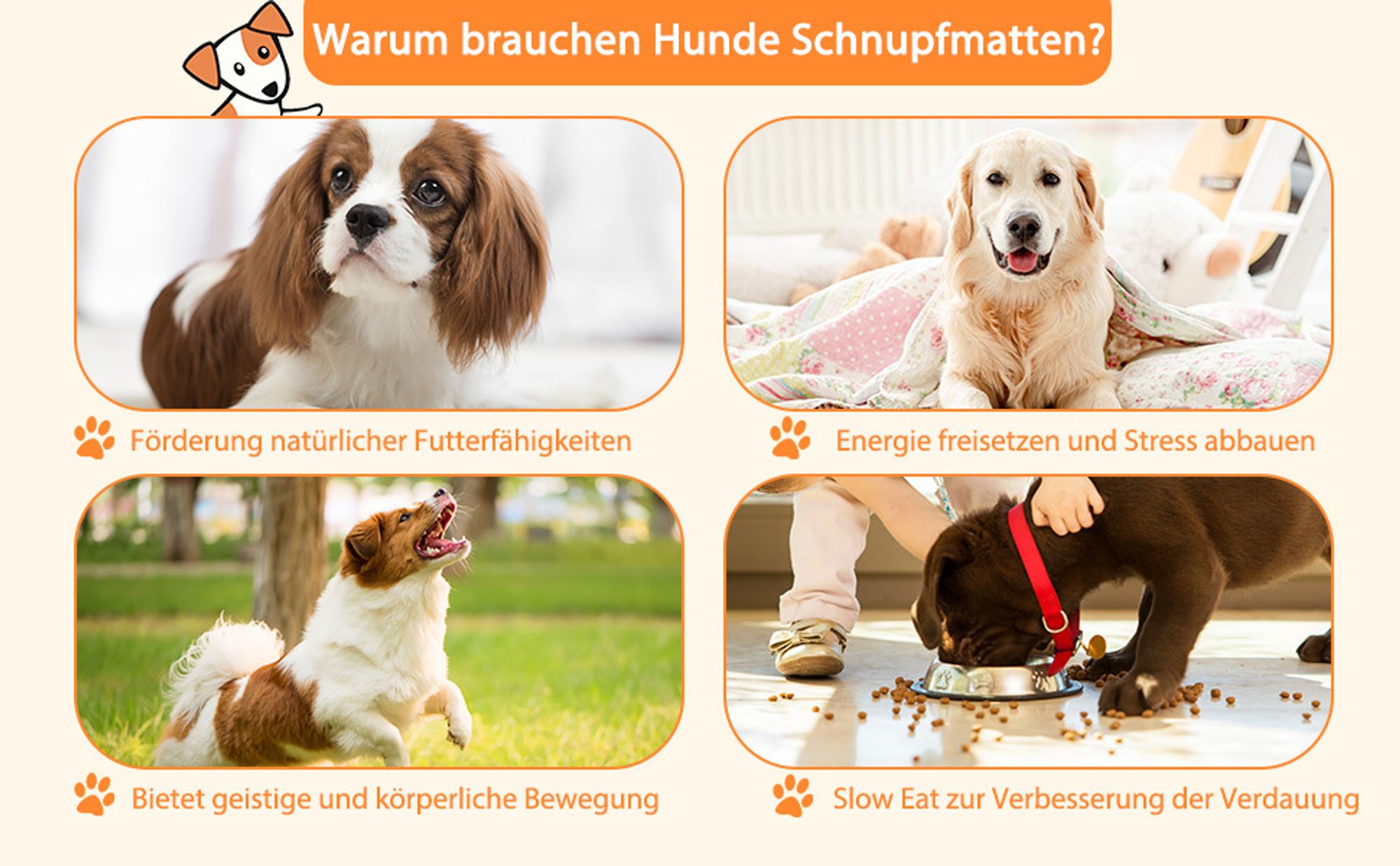 Schnüffelteppich für Hunde Riechen Trainieren Intelligenzspielzeug Futtermatte Trainingsmatte für Haustier Hunde Katzen,70 * 70cm Orange