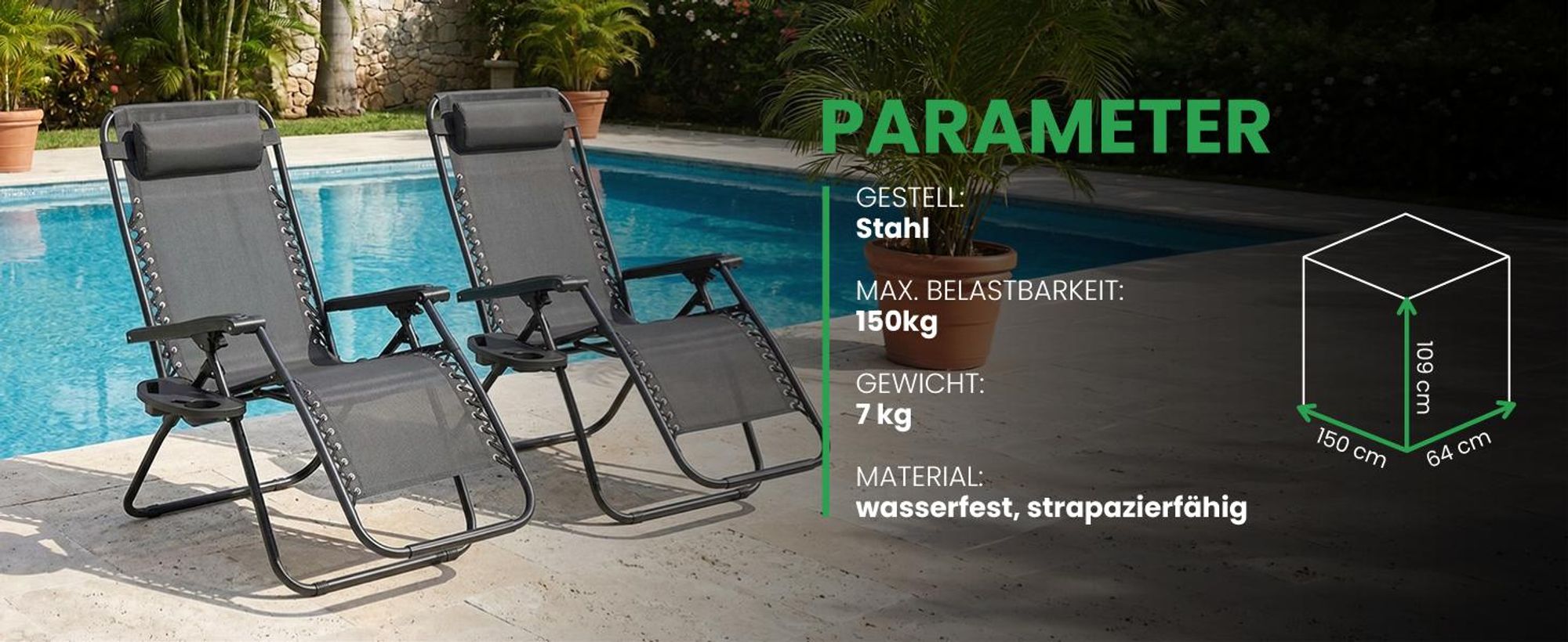 Garten Liegestuhl klappbare Grau verriegeln Strand