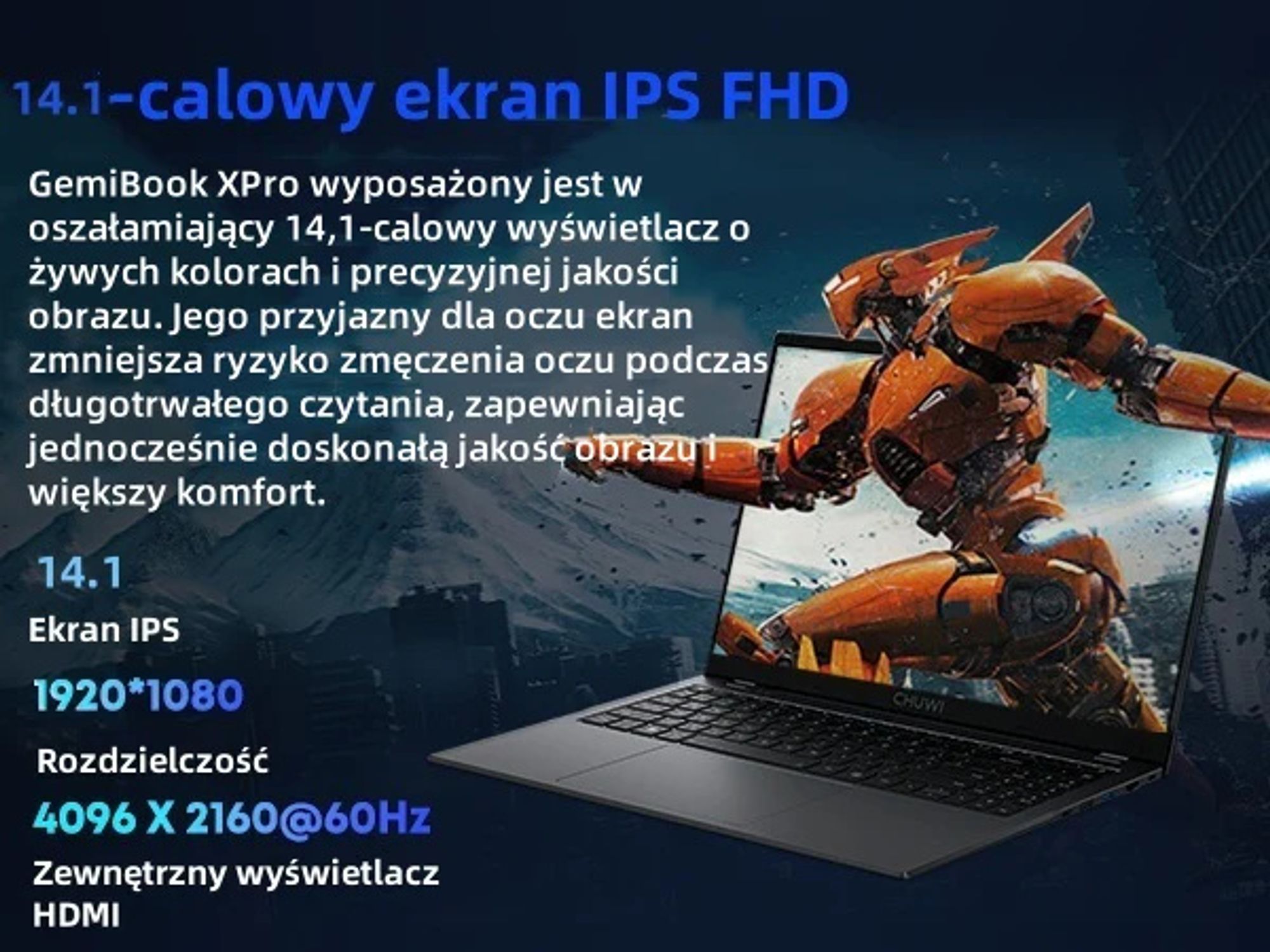 Laptop CHUWI GemiBook XPro - Procesorem Intel N100 Ekran 14.1" Windows 11 8GB +256GB Baterią 5000mAh - Szary