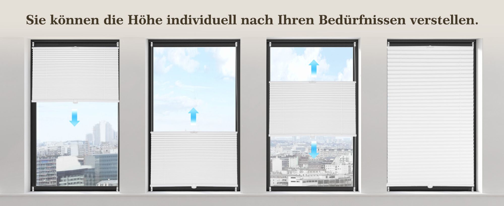 Plissee Klemmfix ohne Bohren 40x130cm Beige Sonnenschutzrollo Verspannt Blickdicht Lichtschutz Faltrollo Jalousie Rollos für Fenster und Tür