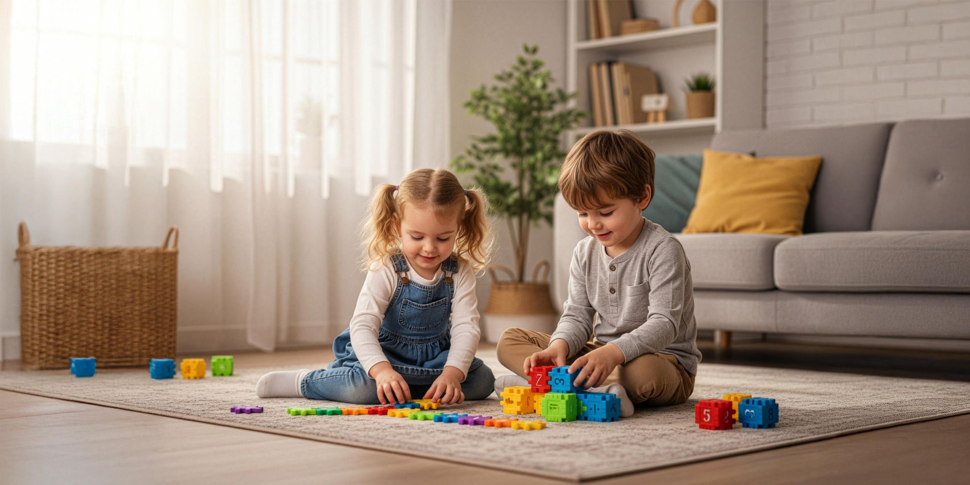 Waffelbausteine 90 Teile Lernspielzeug für Kinder ab 3 Jahre, Konstruktionsspielzeug Puzzle Set Bunte Bausteine Motorik Spielzeug, EVI TOYS Mini