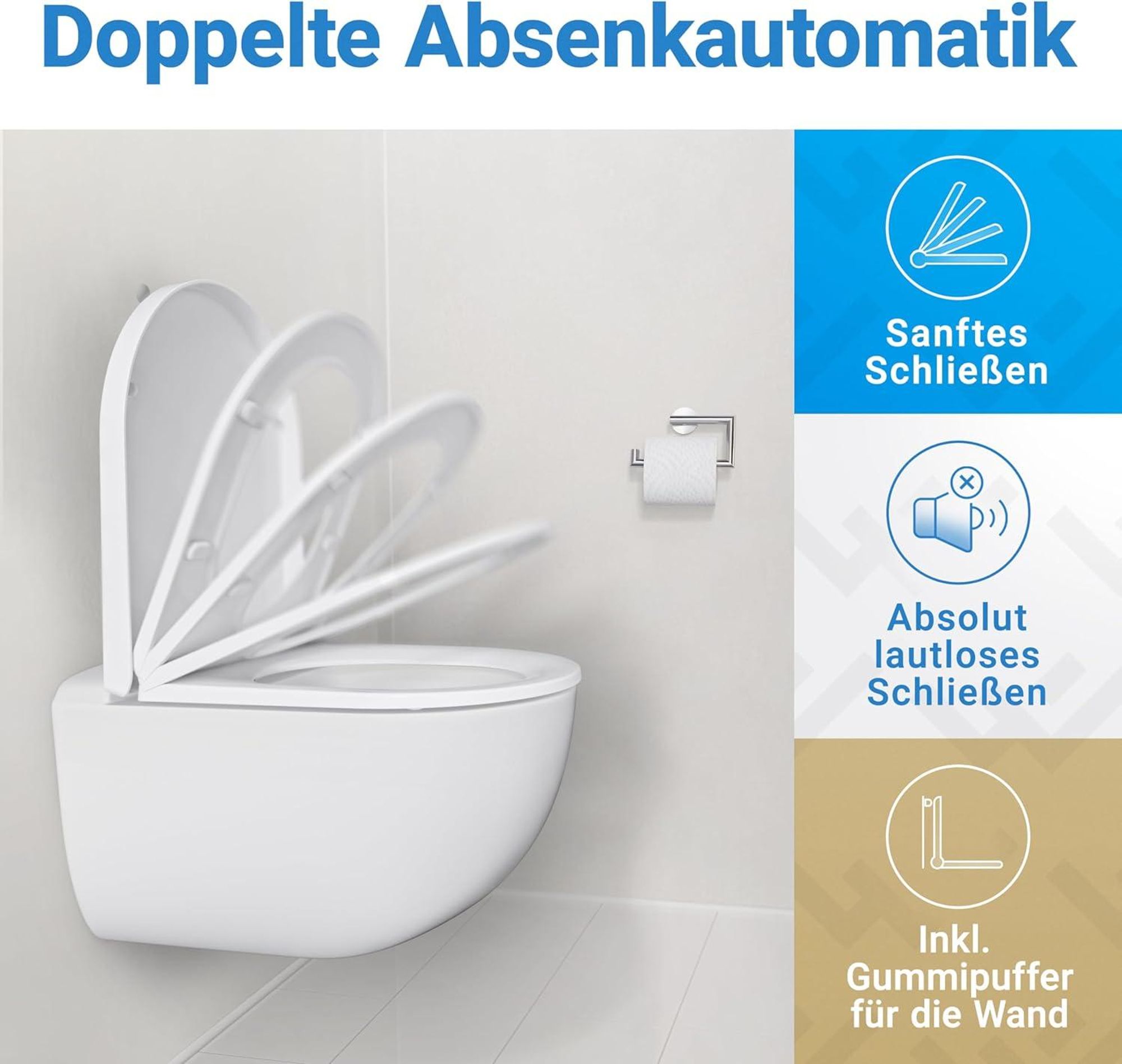 LOBENSWERK Toilettendeckel D Form [KURZ] einfache Montage | Klodeckel mit Absenkautomatik | Toilettendeckel, Klobrille, Toilettensitz antibakteriell