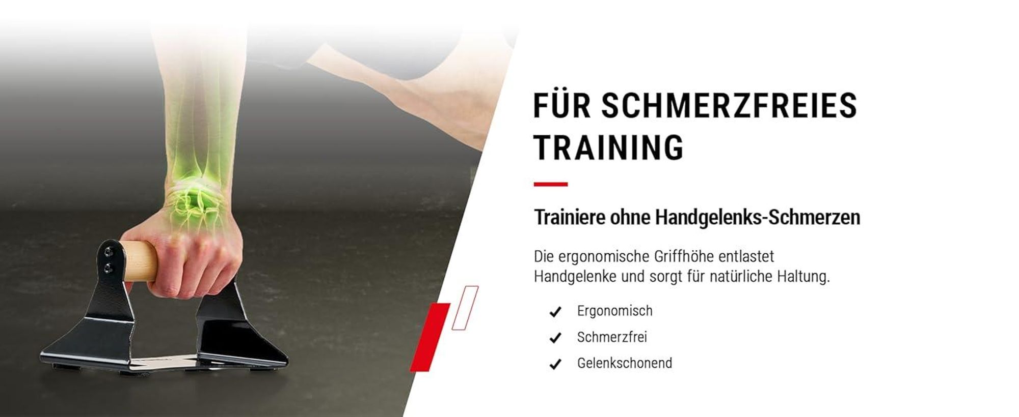 HAMMER Liegestützgriffe NorsK, 2er Set, Push Up Bars Buchenholz, Rutschfest, ergonomische Griffhöhe, für Calisthenics & Functional Training