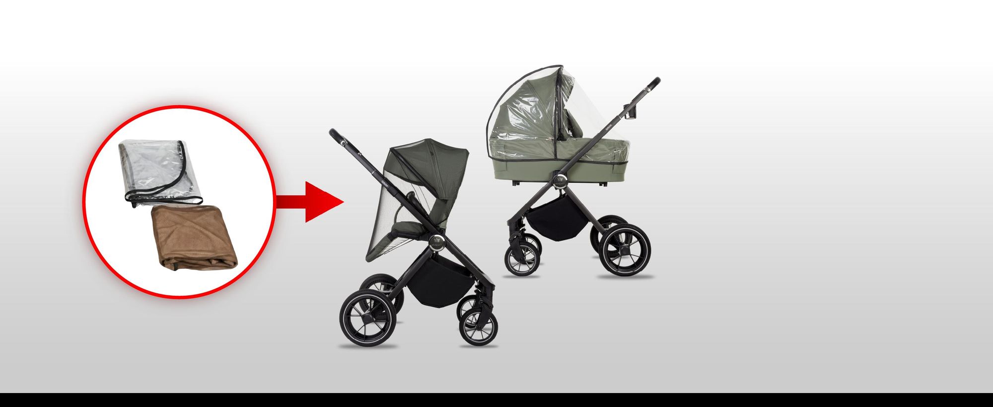 BabyLux® Kočík 3v1 Set GAVIA, Skladací, Sada Lahkých Kombinovaných Kočíkov Vrátane Vaničky na Kúpanie, športovej Sedačky, Autosedačky I-Size a ďalšieho Príslušenstva, 4 Polohy Sklonu, 0–22 kg