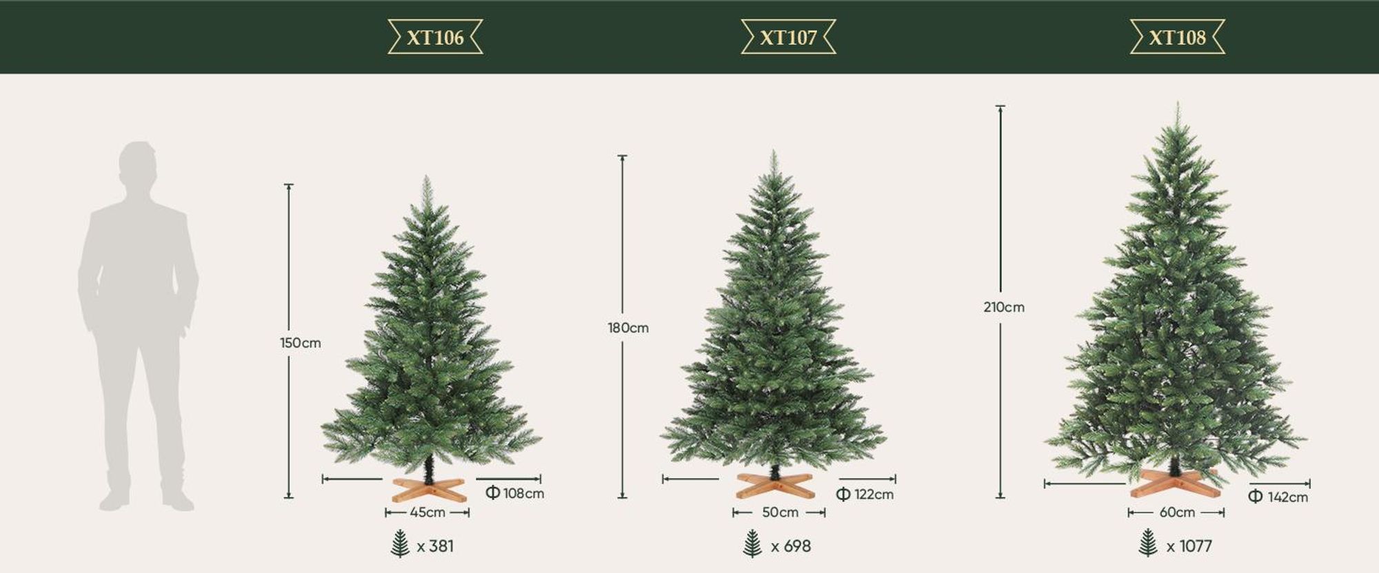 Salcar Premium Weihnachtsbaum Künstlich XL 180 cm Nordmanntanne Tannenbaum mit Holzständer und Klappsystem