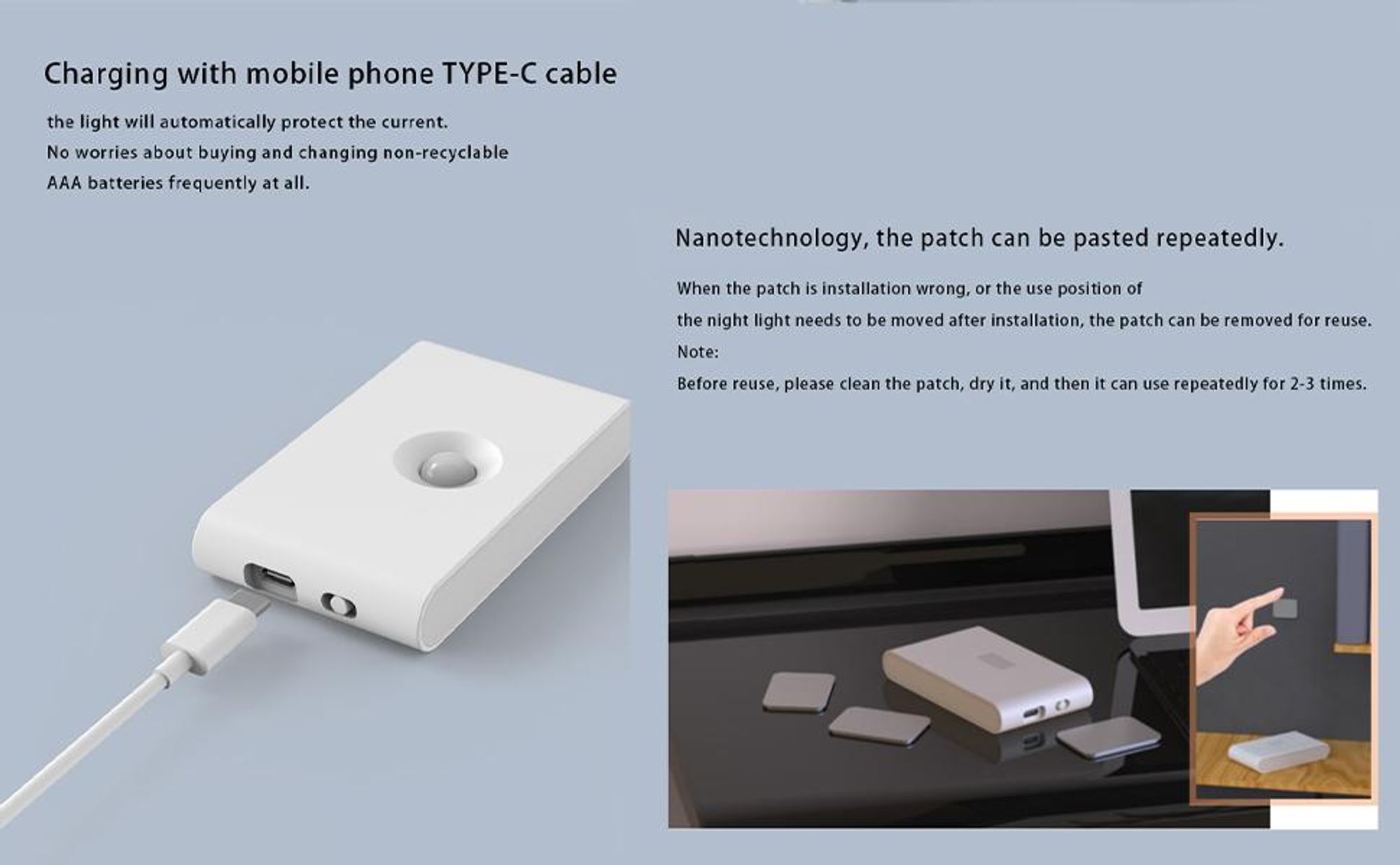 4x LED Nachtlicht mit Bewegungsmelder und Dämmerungssensor, USB-C (3000mAh), kabellose Schrankbeleuchtung, für Kinderzimmer, Treppe, Schlafzimmer,Flur