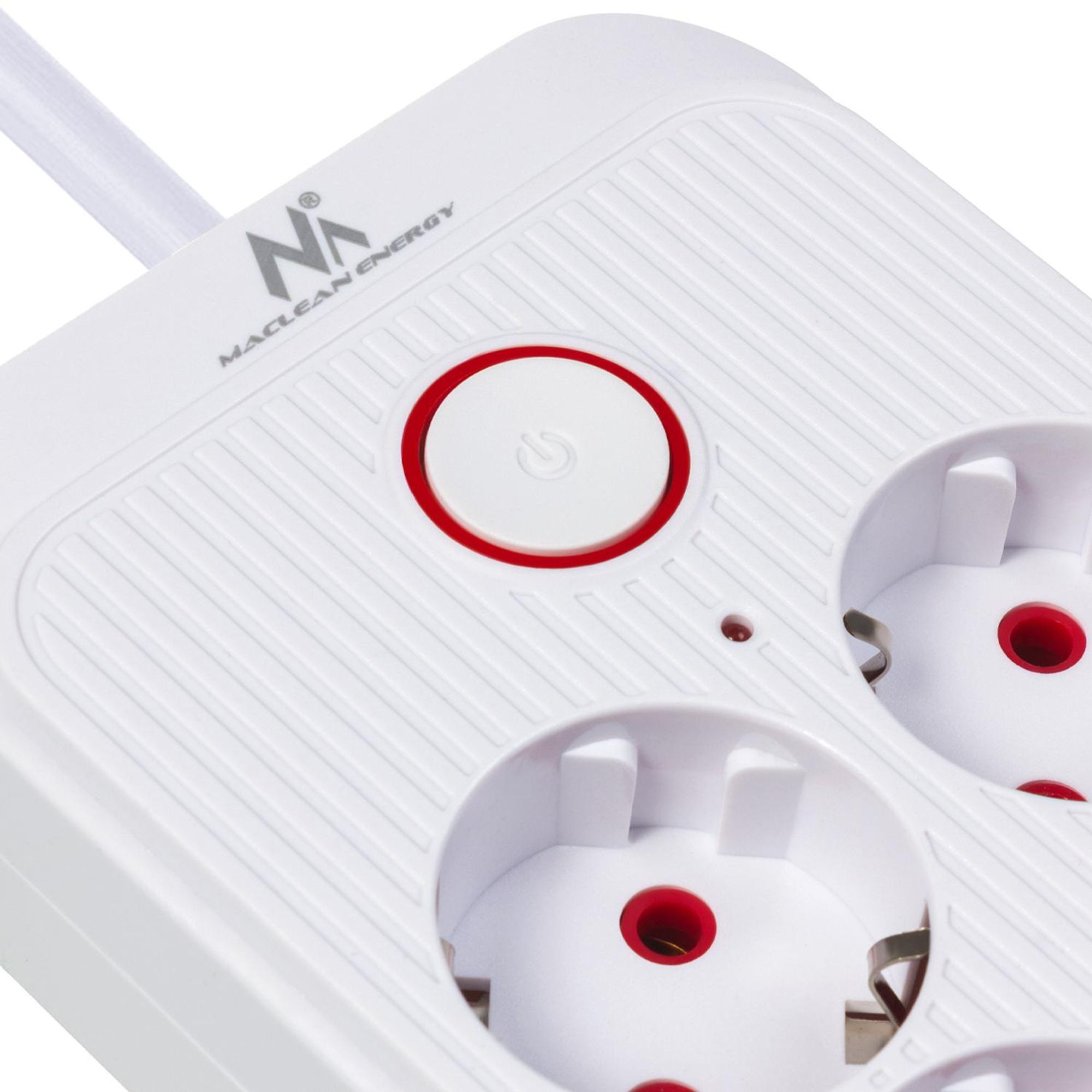 Maclean Steckdosenleiste 6-fach Verlängerungskabel + 4xUSB 110-240V AC 50/60Hz 2,1A max 2500W 1,5 m weiß MCE389 W