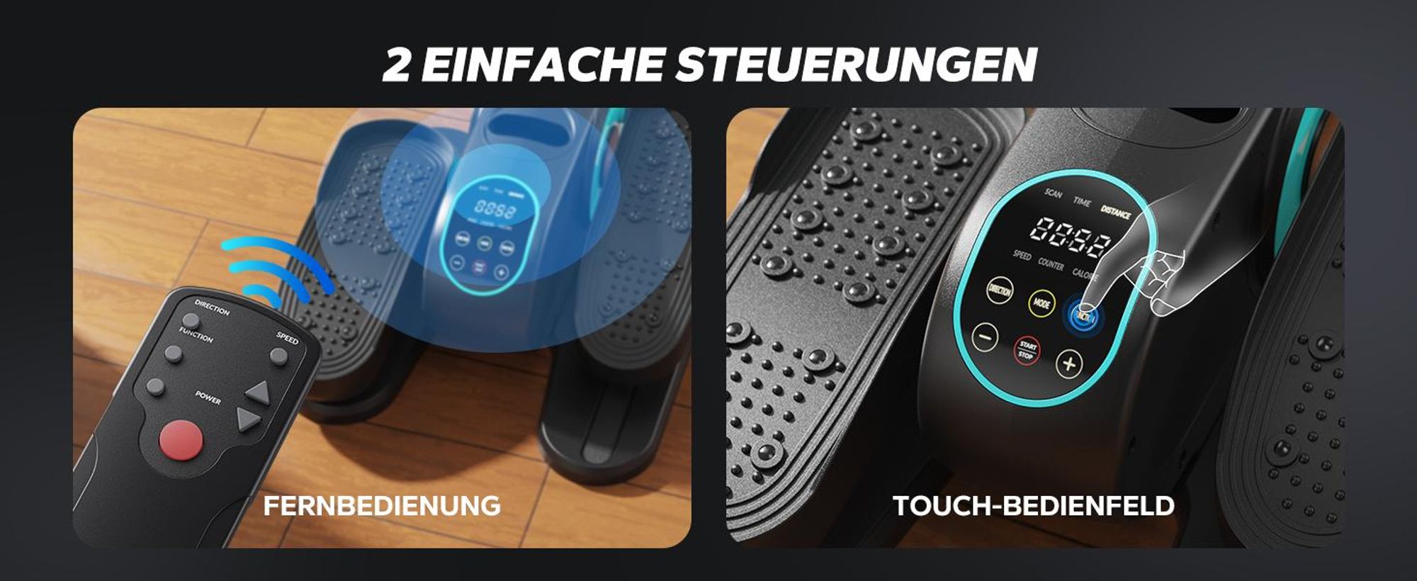 Mini Ellipsentrainer & Stepper – kompakter Crosstrainer mit 12 Geschwindigkeiten, LCD-Display, platzsparend, Heimtrainer für Beine & Po