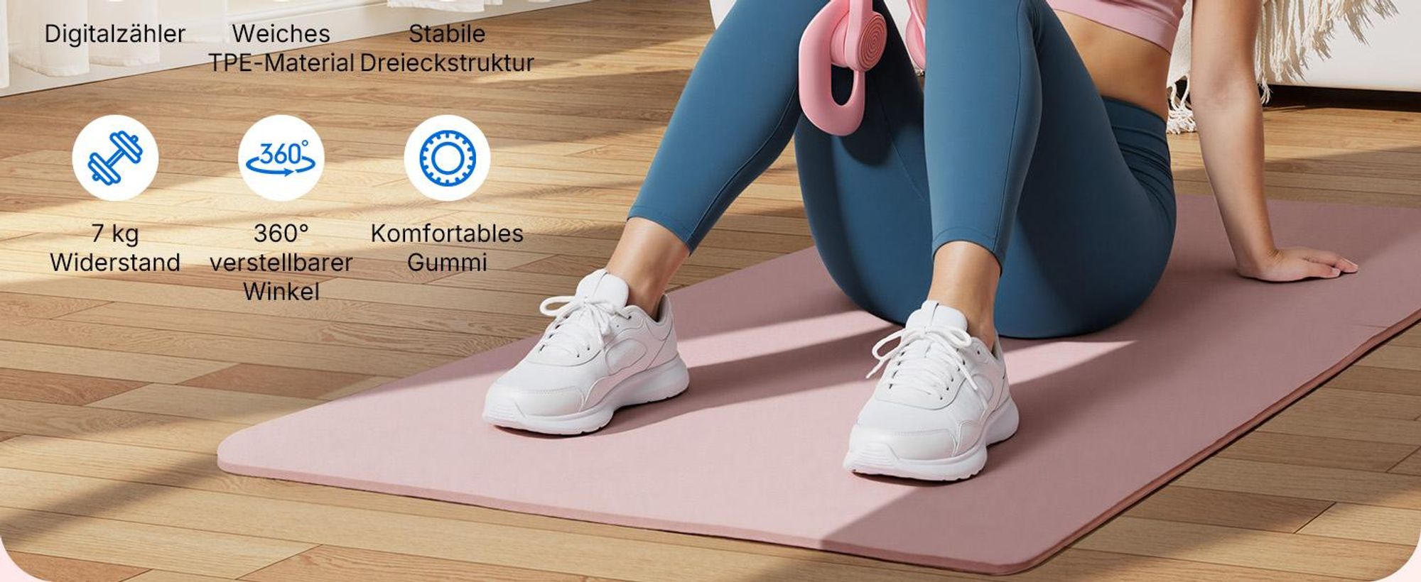 360° drehbarer Beckenboden- & Oberschenkeltrainer – LED-Display, kompakt & tragbar, für Gesäß, Rücken & Arme, Postnatale Rückbildung, Zuhause & Büro