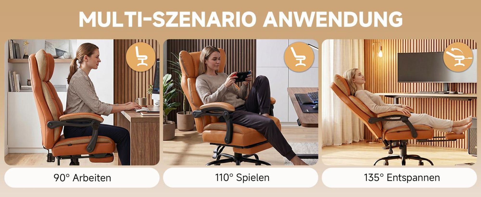 GTPLAYER Gaming Stuhl, Ergonomischer Bürostuhl mit Fußstütze und Lendenstütze, Hochlehner Chefsessel für Große, breiter Computersessel, Höhenverstellb