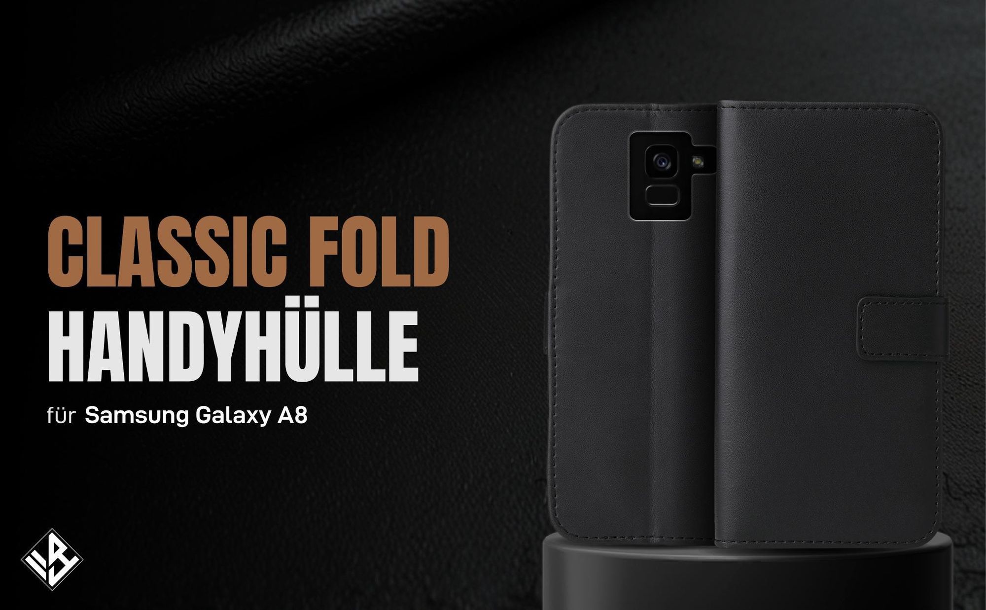 Schwarze Klapphülle für Samsung Galaxy A8 mit Wallet-Funktion