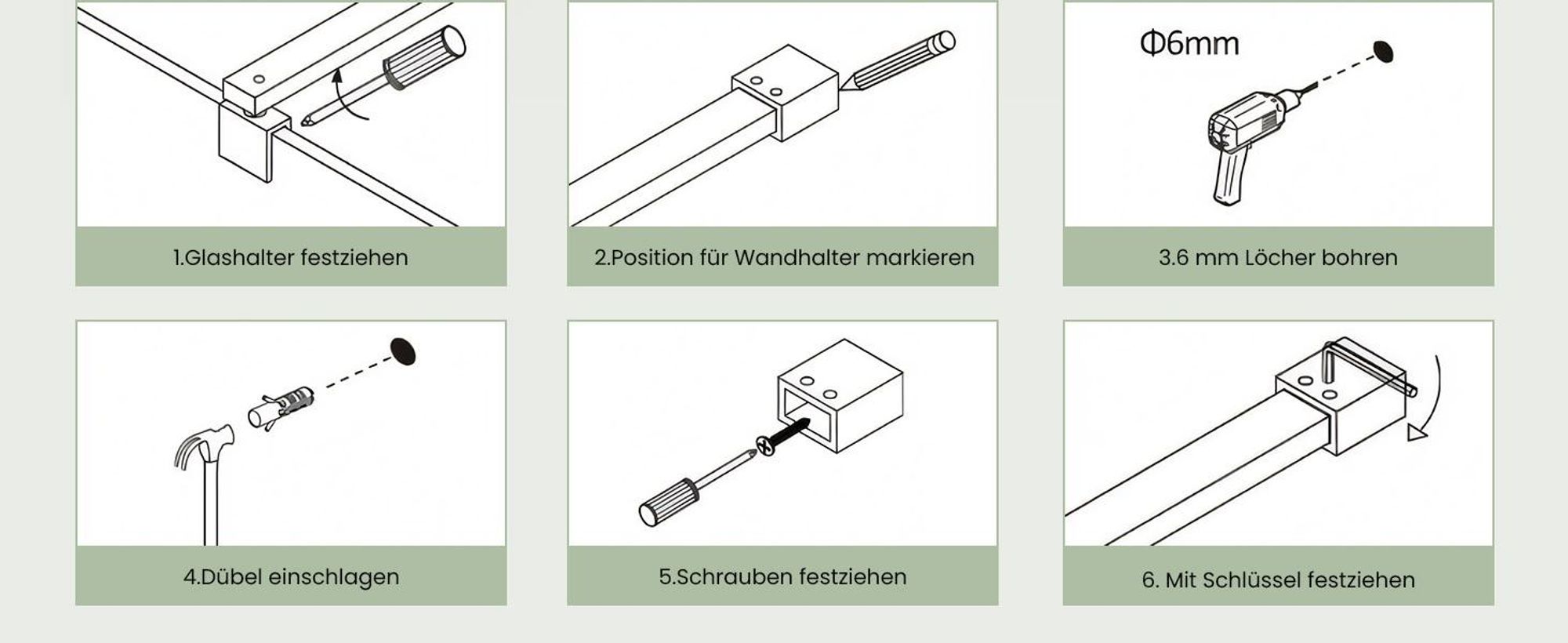 S'AFIELINA Haltestange für Duschwand 700–1200 mm, Edelstahl, Wand-zu-Glas Stabilisator für 8/10 mm Glas, Duschtür oder feste Seitenwand, 1 Stück