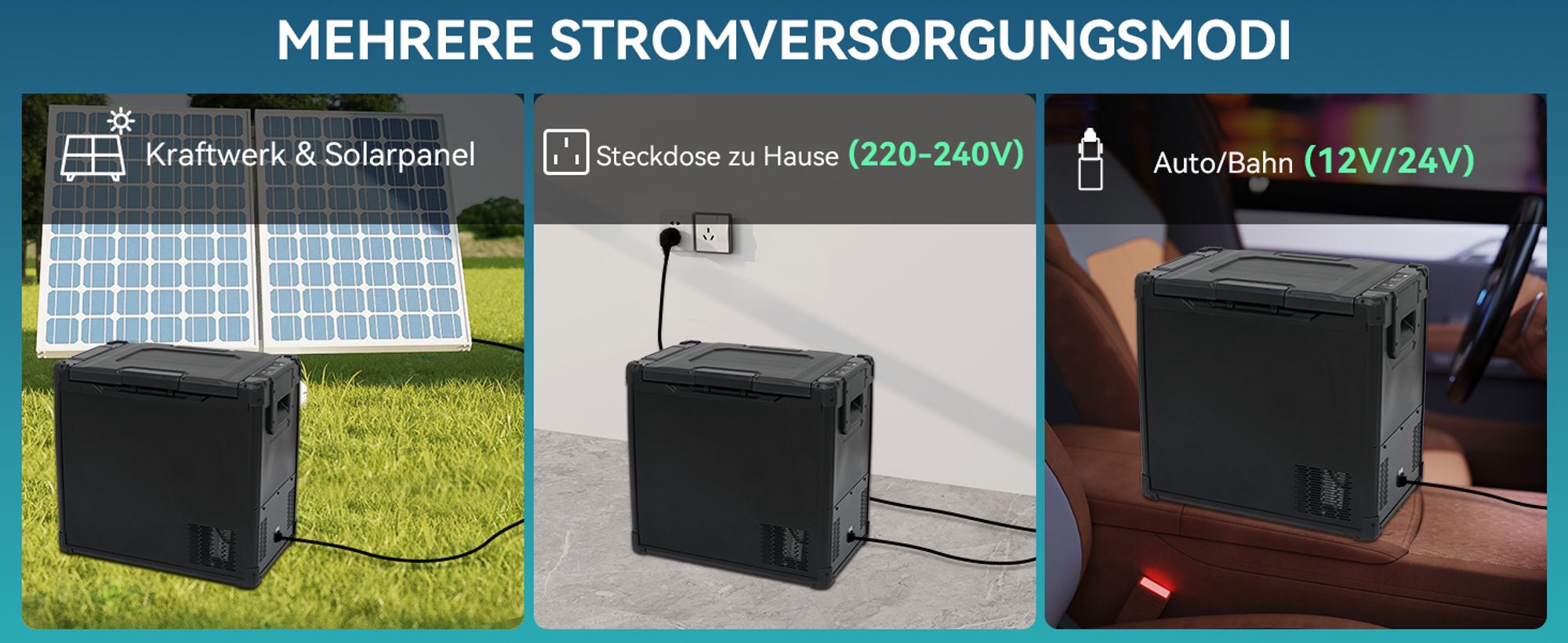 Puluomis Kompressor Kühlbox 50L elektrisch Auto Camping 12V 230V, Gefrierbox Tragbar, Kühl - Gefrierkombination bis -20° C, schwarz
