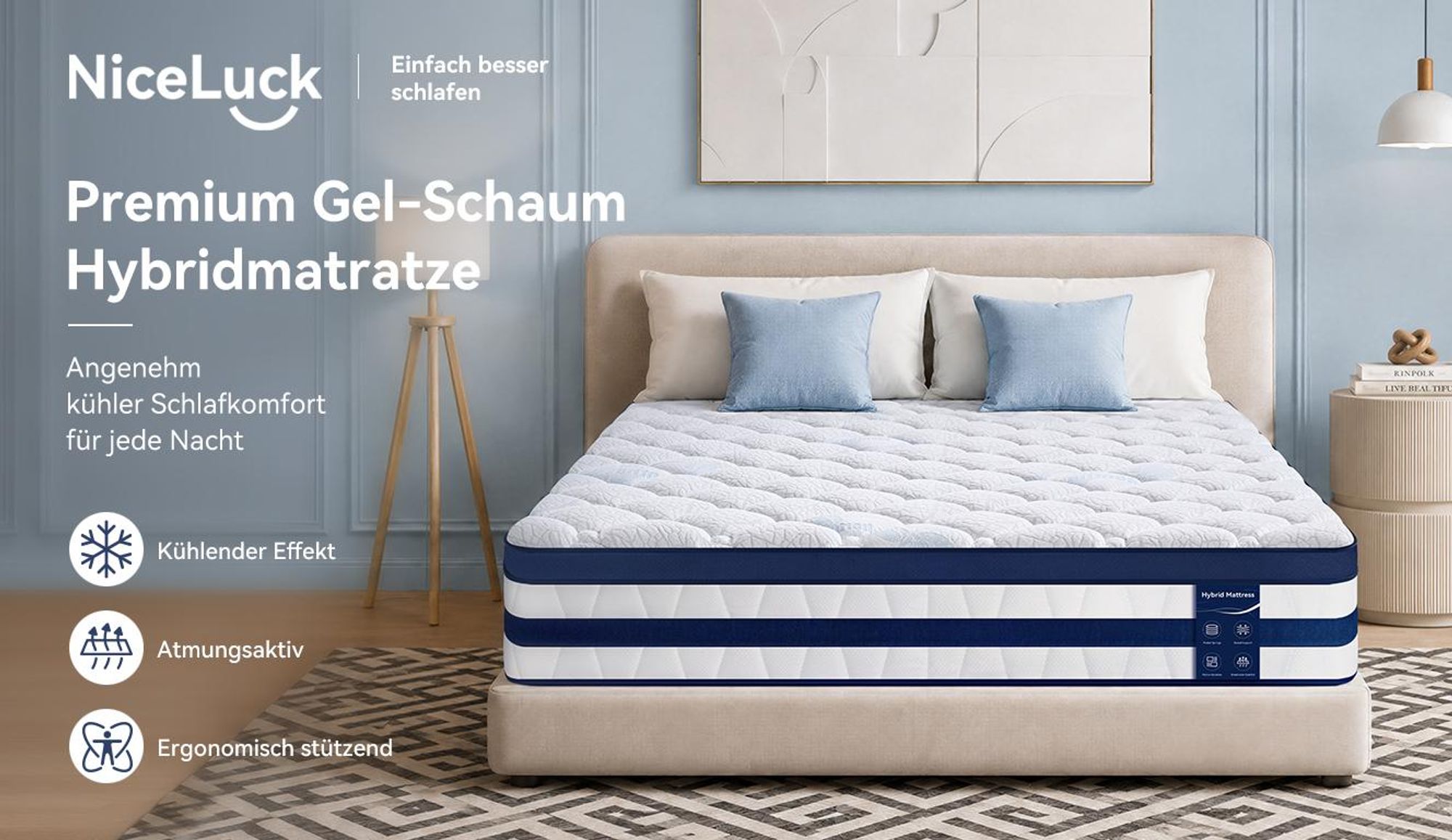Matratze 90x200 26cm Integrierter Topper Matratze 7 zonen Taschenfederkernmatratze H3/H4 - Premium 420g/m² Bezug