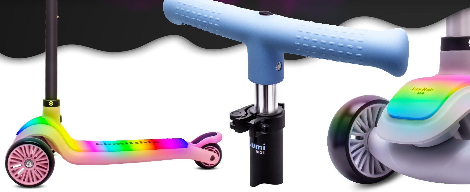 KIDIZ® Scooter per bambini X-Pro2 Triciclo con ruote luminose a LED in PU Scooter a pedali pieghevole da città regolabile in altezza per bambini ragazze 3-12 anni