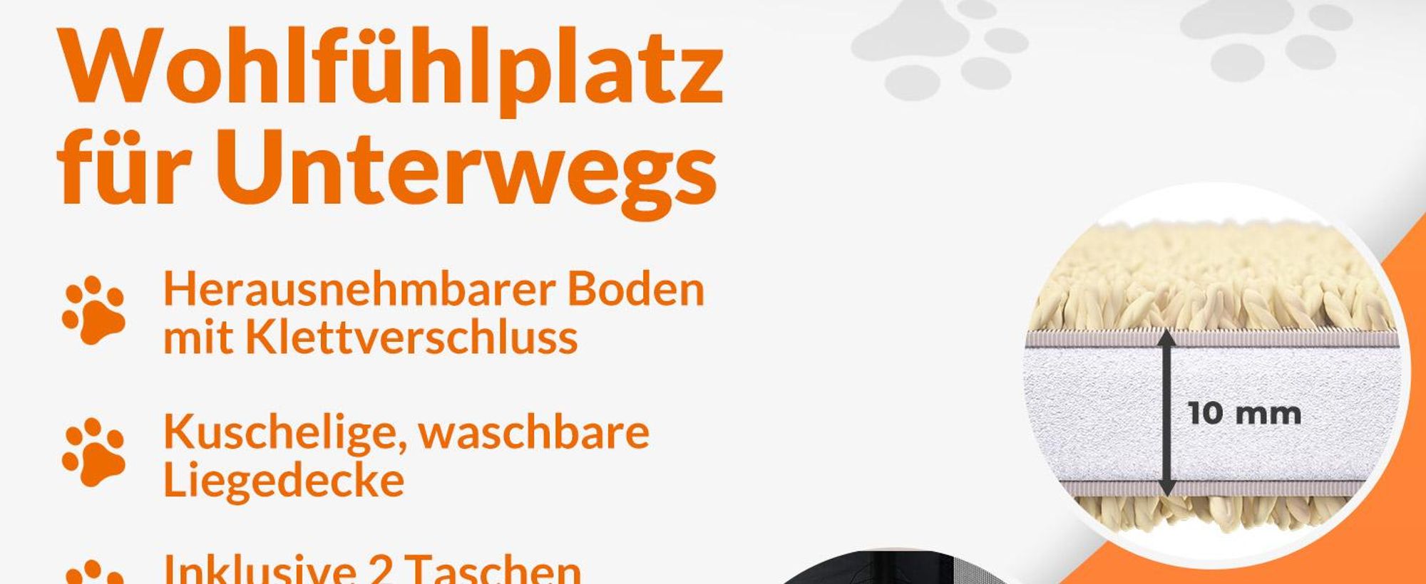 Faltbare Hundetransportbox Größe M 60x42x44 cm mit herausnehmbarer Liegedecke und faltbarem Trinknapf