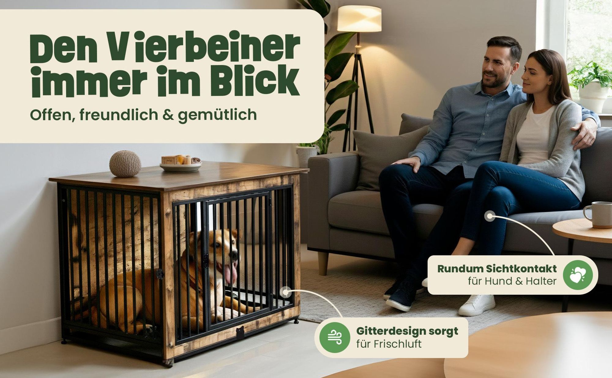 Hundebox Transportbox Design zooprinz Max | Kunststoffboden ausziehbar | Höhenverstellbar | Gitter | 98 x 70 x 65 cm