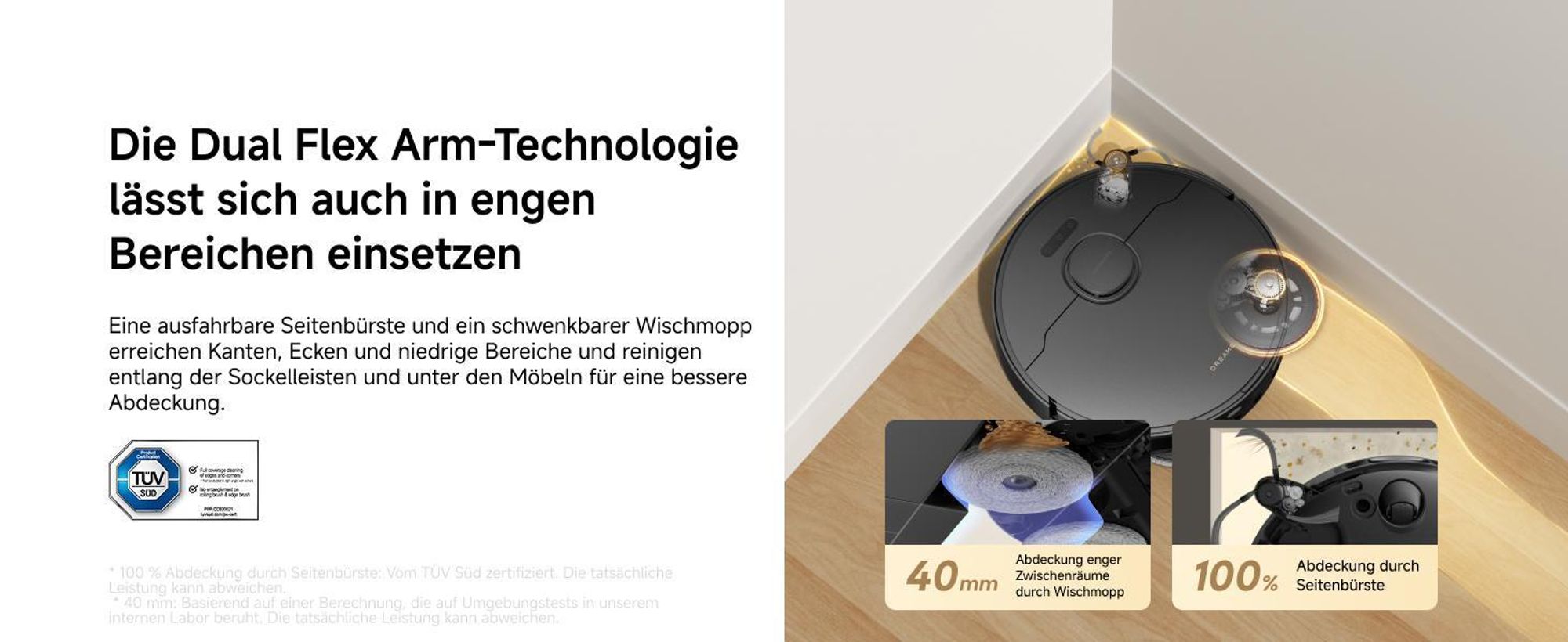 Dreame L50 Ultra AE Saugroboter mit Wischfunktion,28.000Pa Saugleistung,Automatische Entleerungsstation,Ausziehbare Seitenbürste,DryBoard,Schwarz
