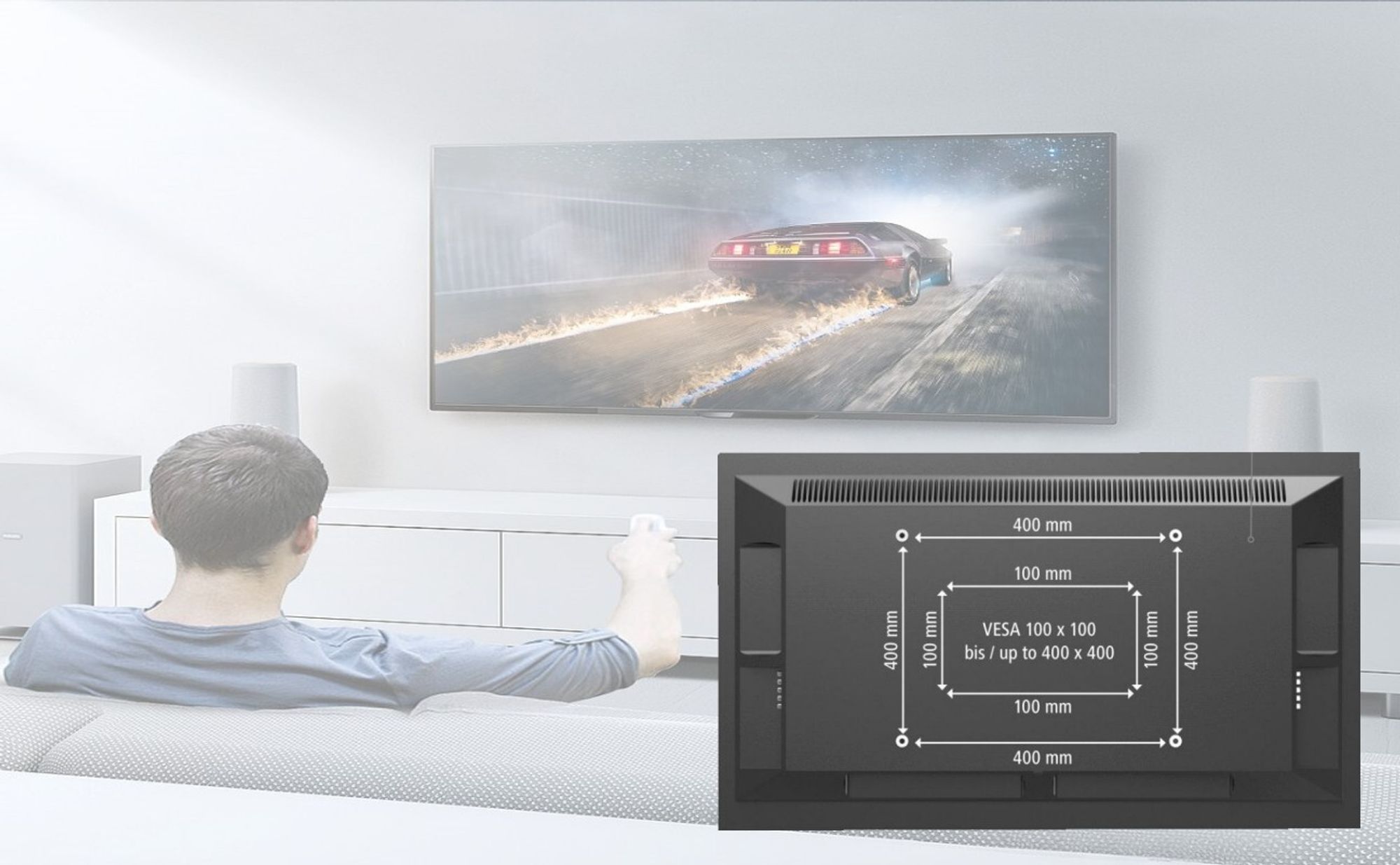 FCH TMXD-103 TV Wandhalterung Neigbar max.VESA 400x400mm für 32-65zoll TV/Monitor mit Wasserwaage, Schwarz
