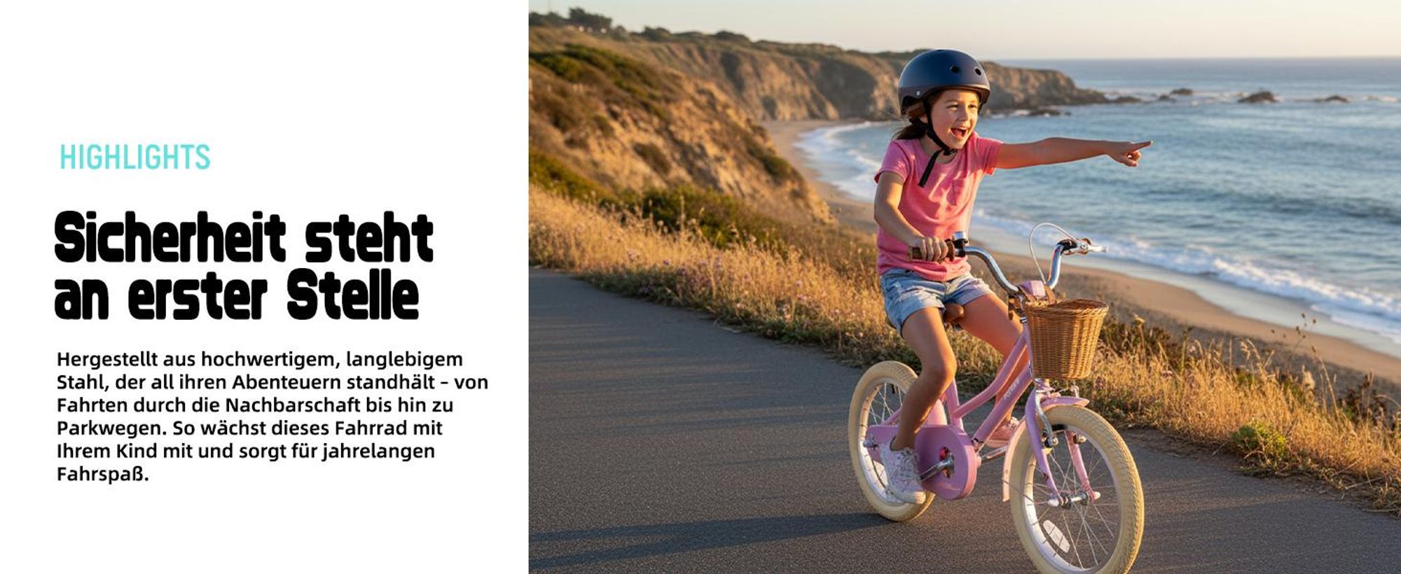 KEANO Prinzessin Kinderfahrrad für Mädchen in 12,16,20 Zoll, mit Weidenkorb, Doppelbremse sowie Kettenschutz