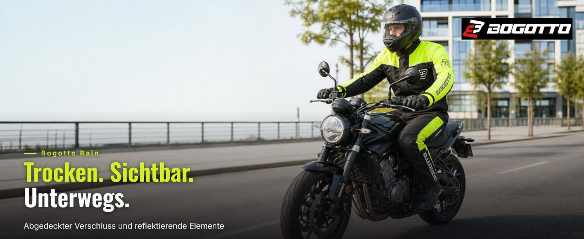 Bogotto Rain 1-Teiler Motorrad Regenkombi, schwarz/grau, L