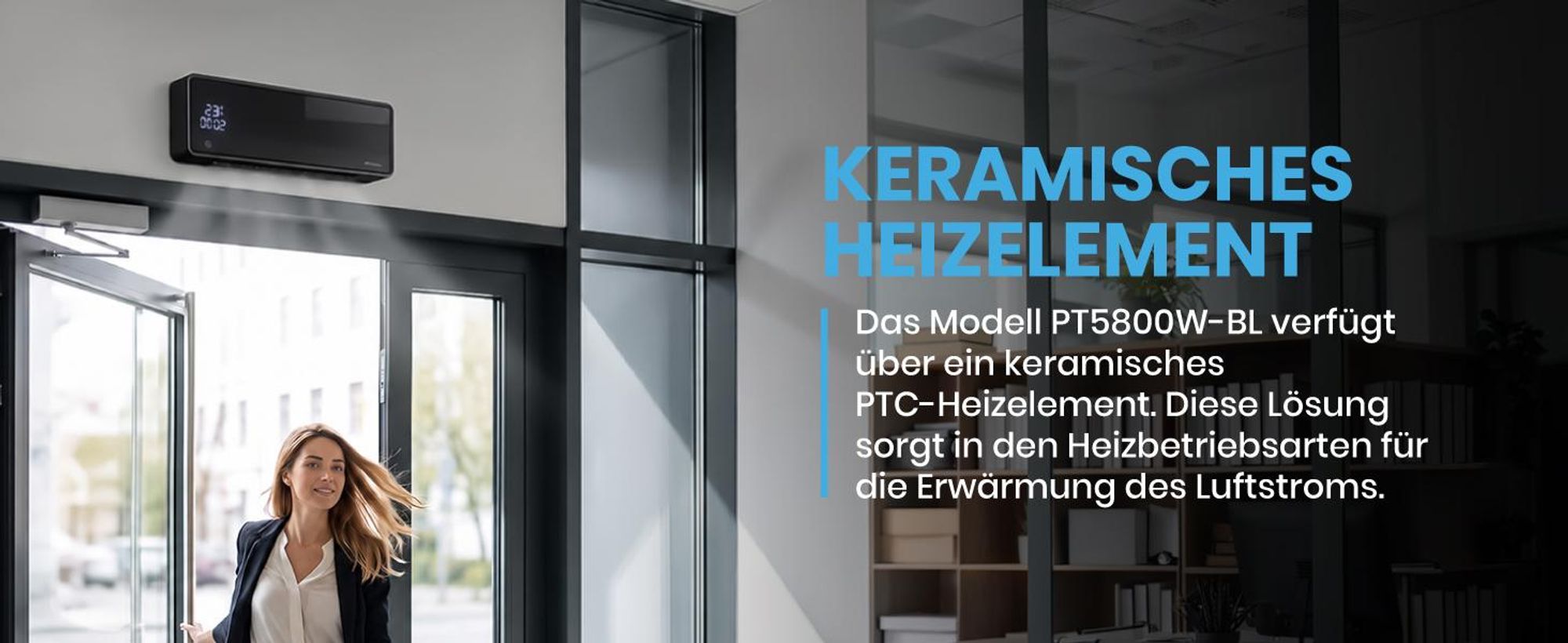 Schwarze Luftschleier Wandheizlüfter mit Fernbedienung