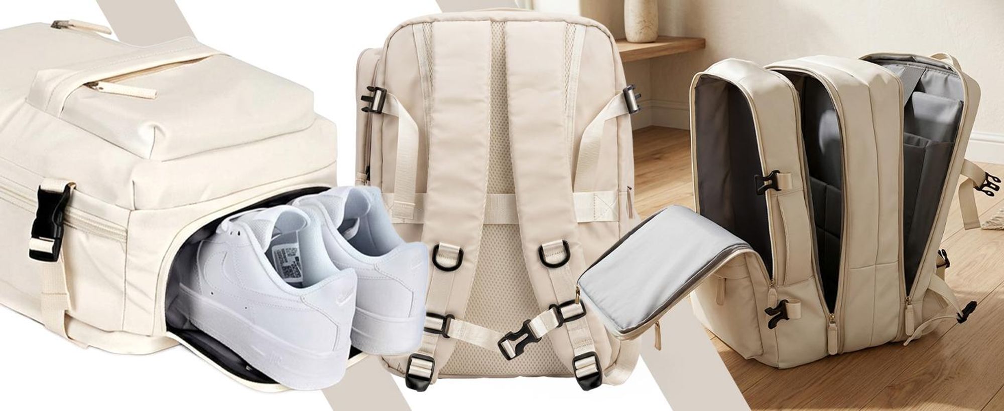 Reiserucksack 40x30x20 Handgepäck für Ryanair Wizzair Rucksack 24L Kabinenrucksack Handgepäcktasche für Flugzeug Laptop, Beige, Retoo