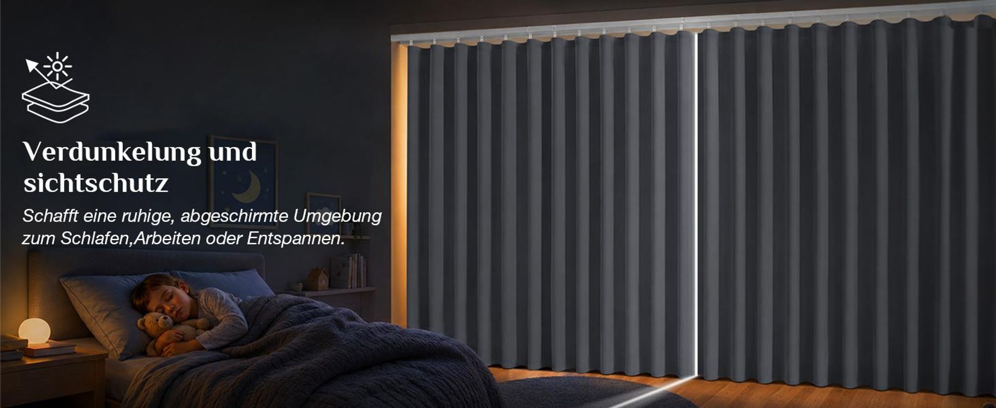 Extra Breite Vorhang Blickdicht Raumteiler mit Schiene Gardinen Vorhänge Türvorhang für Wohnzimmer Schlafzimmer, B254xH213cm, Grau