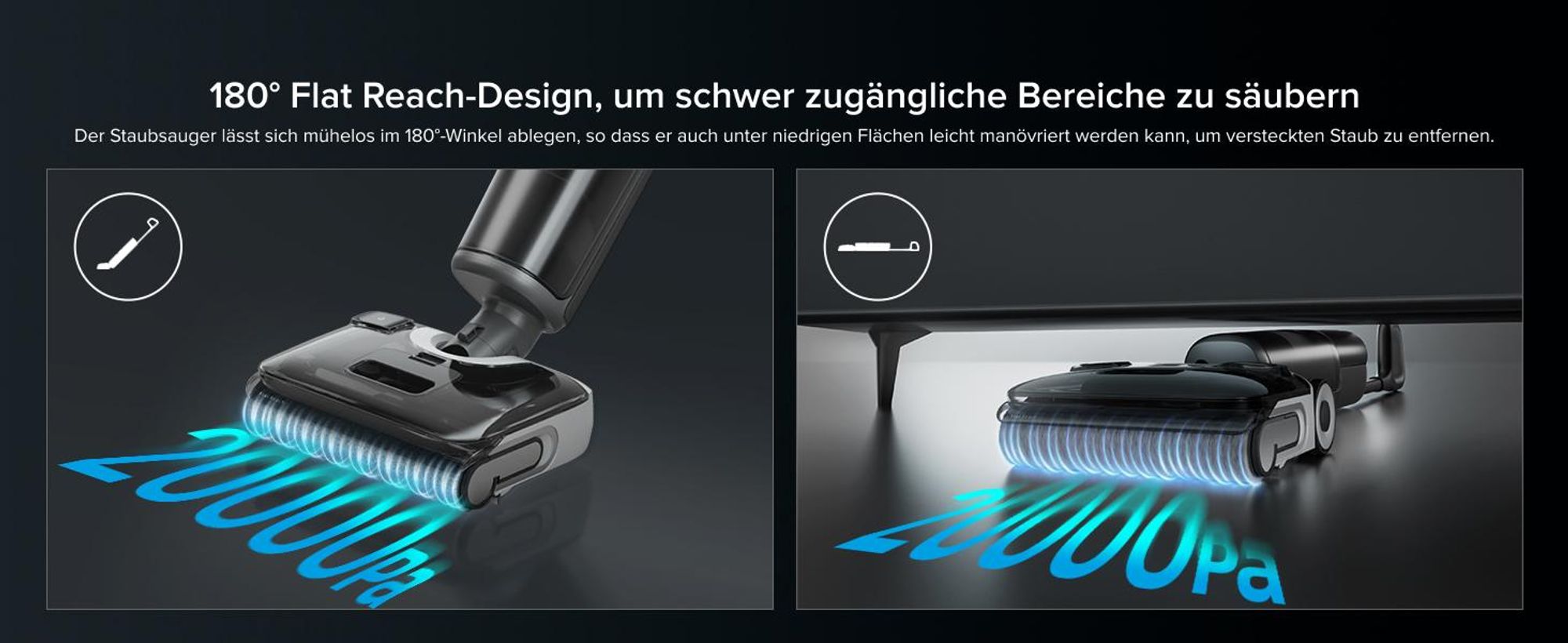 Roborock F25 XT Nass-Trockensauger, 20.000 Pa mit Zero Tangle, 90°C Heißluft-Schnelltrocknung, 180° Flachliegen